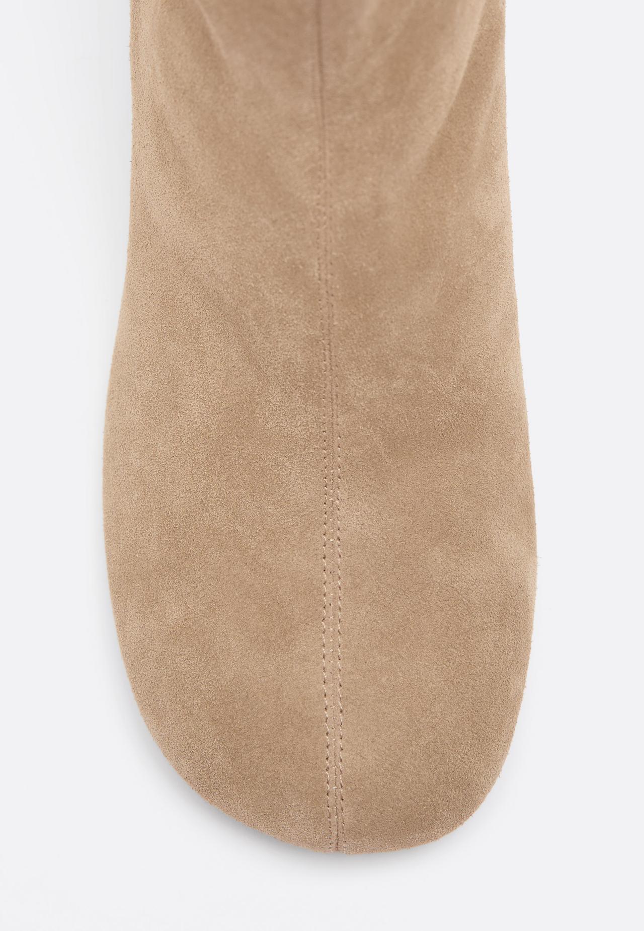 Leather heeled ankle boots — BEIGE