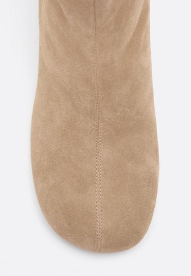 Leather heeled ankle boots — BEIGE 5