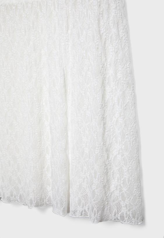 Büzgülü dantel midi etek - Görsel 9