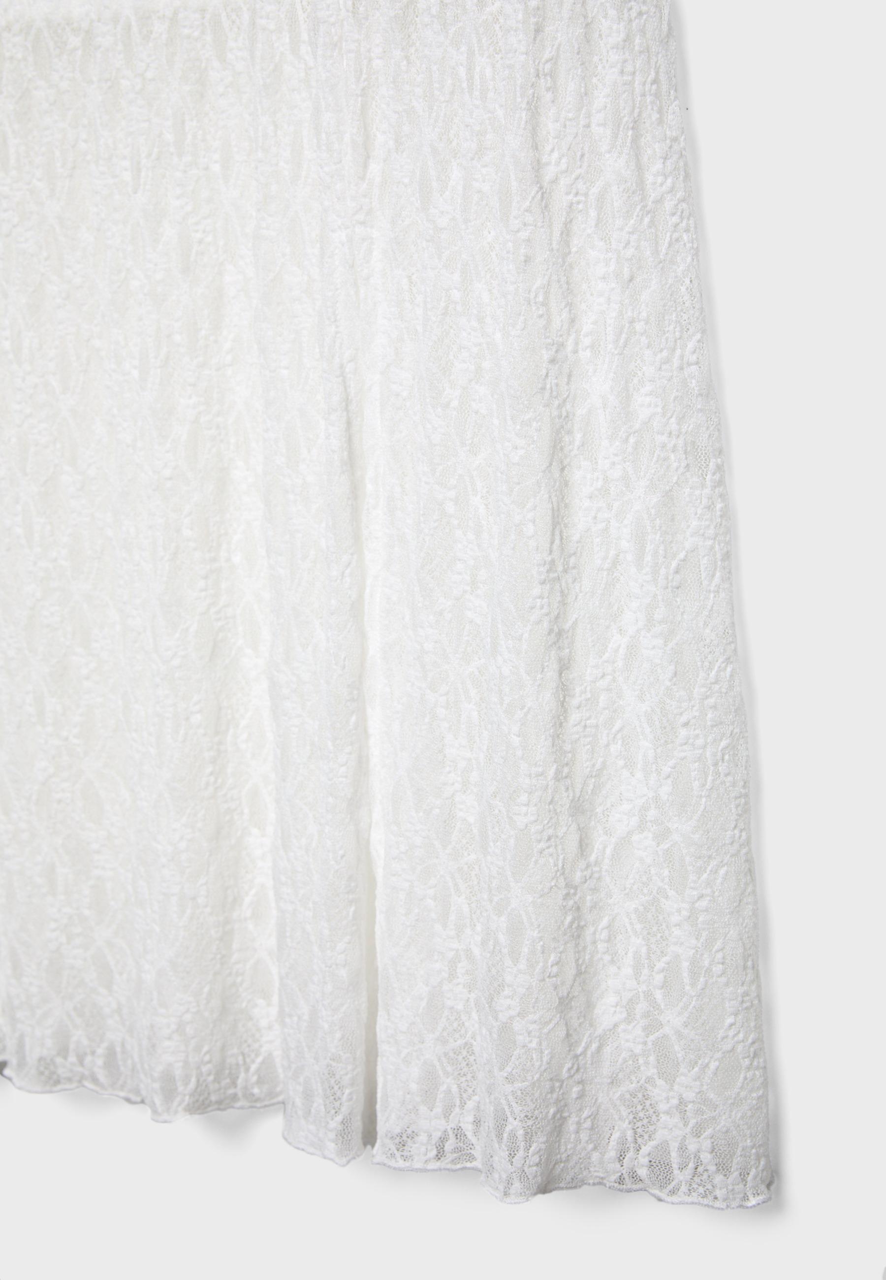 Gathered lace midi skirt — Ecru
