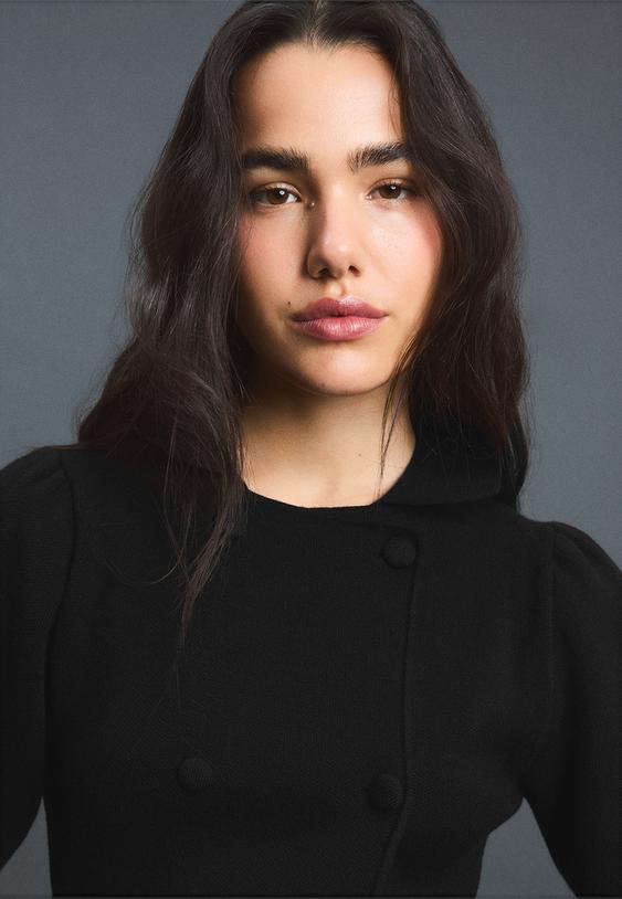 Stradivarius Double-Breasted Knit Cardigan Black Xs