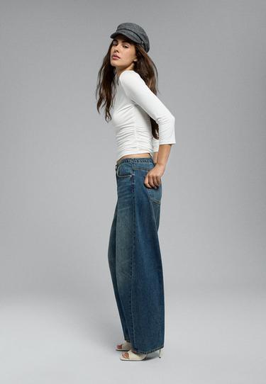 Barrel fit jeans with adjuster — MEDIUM DENIM WASH 1