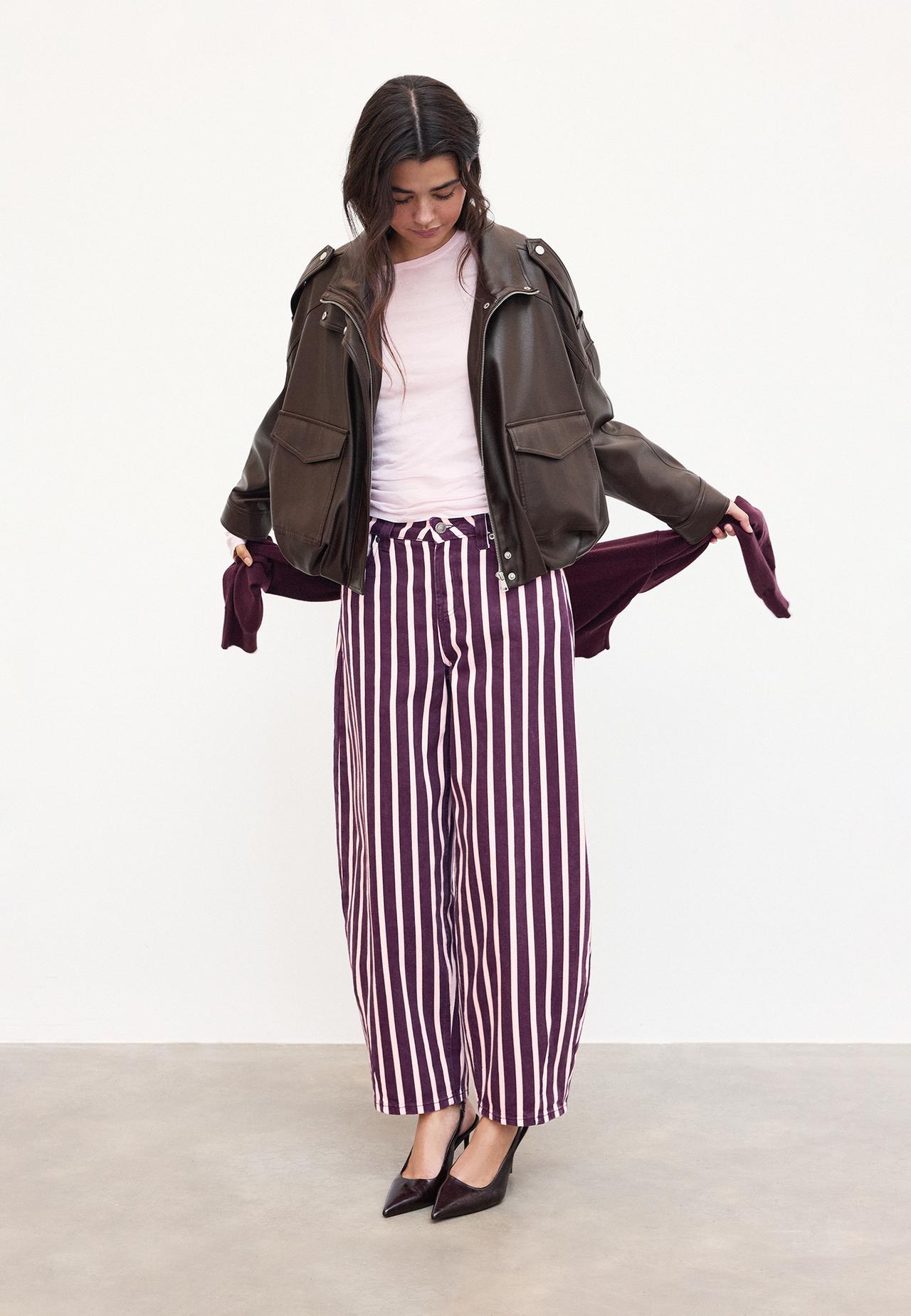 Striped barrel jeans — Purple