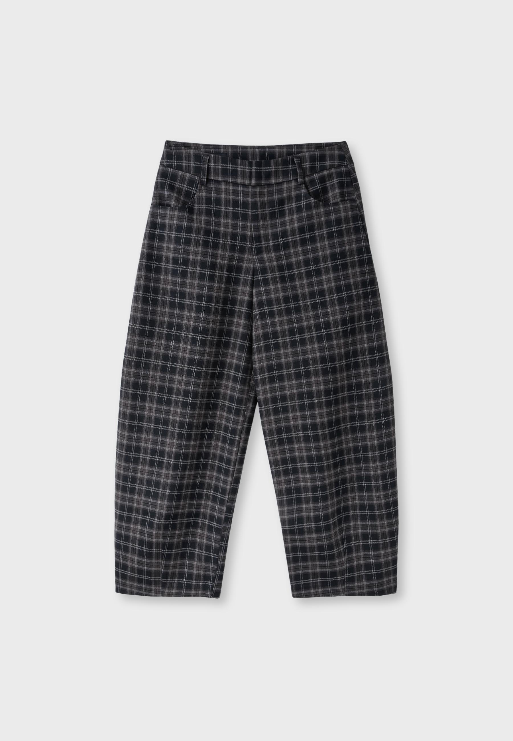 Stradivarius Ekose barrel kumaş pantolon görsel 5