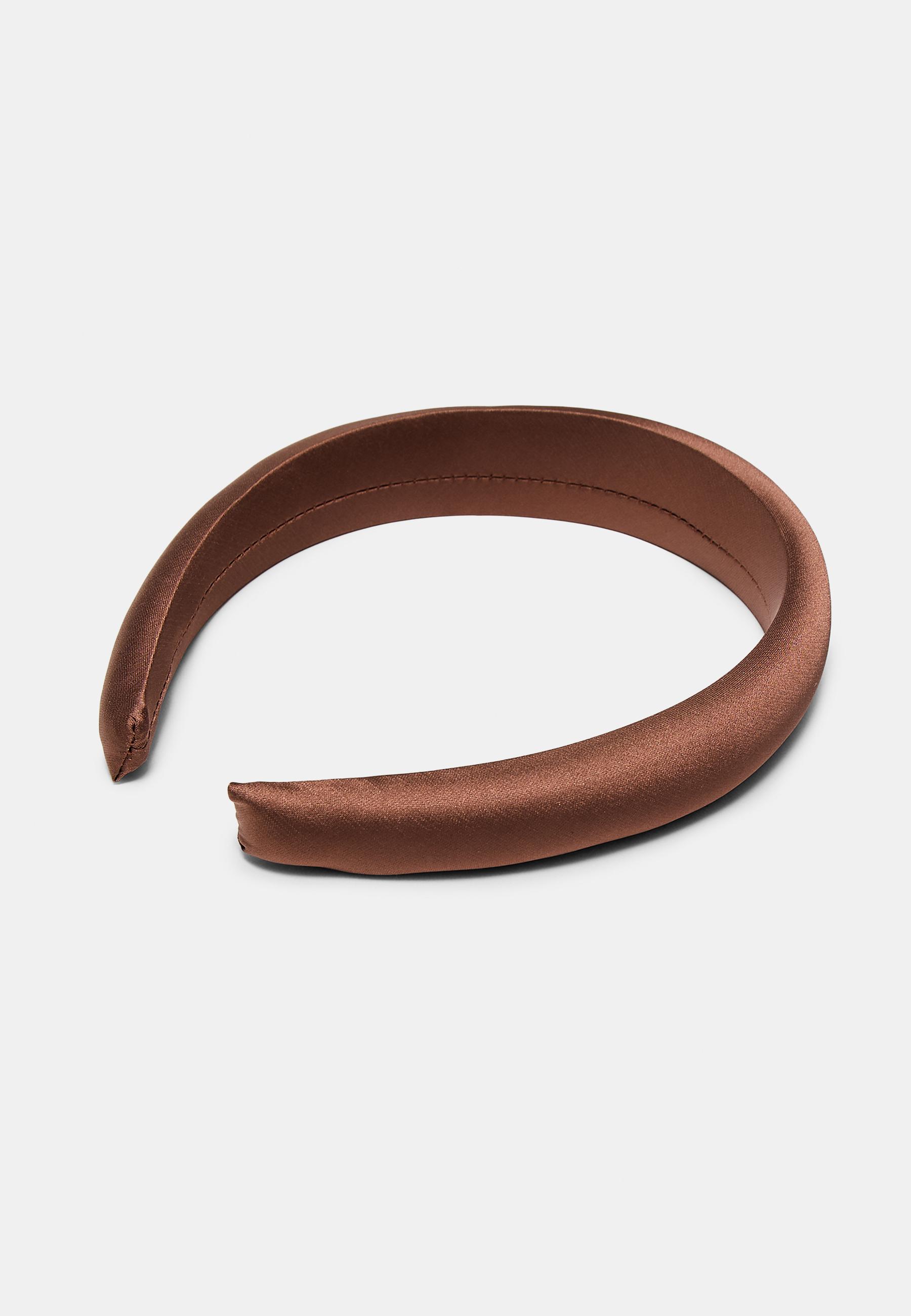 Rigid satin headband — Brown (alternate view)