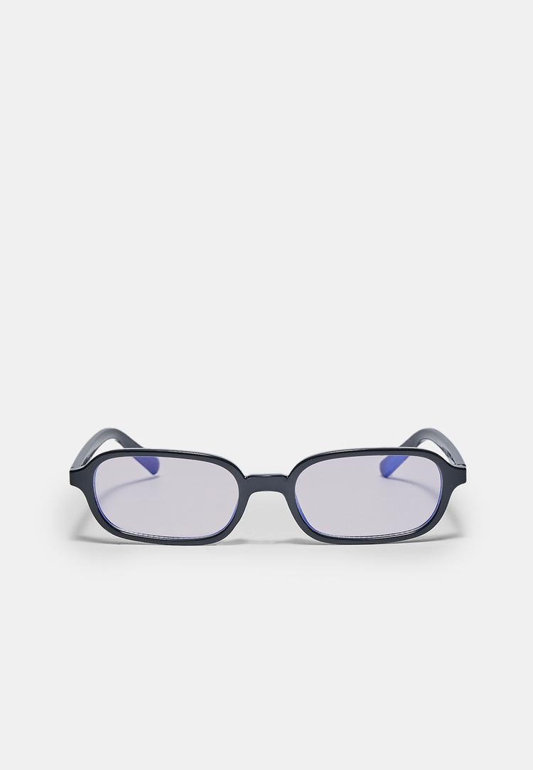 Stradivarius Ορθογωνια Γυαλια Μπλε Φωτος Μαύρο Os