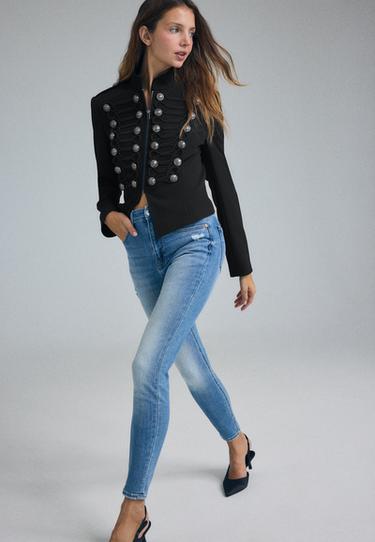 D09 Super high-waist skinny jeans — MEDIUM BLUE DENIM 1