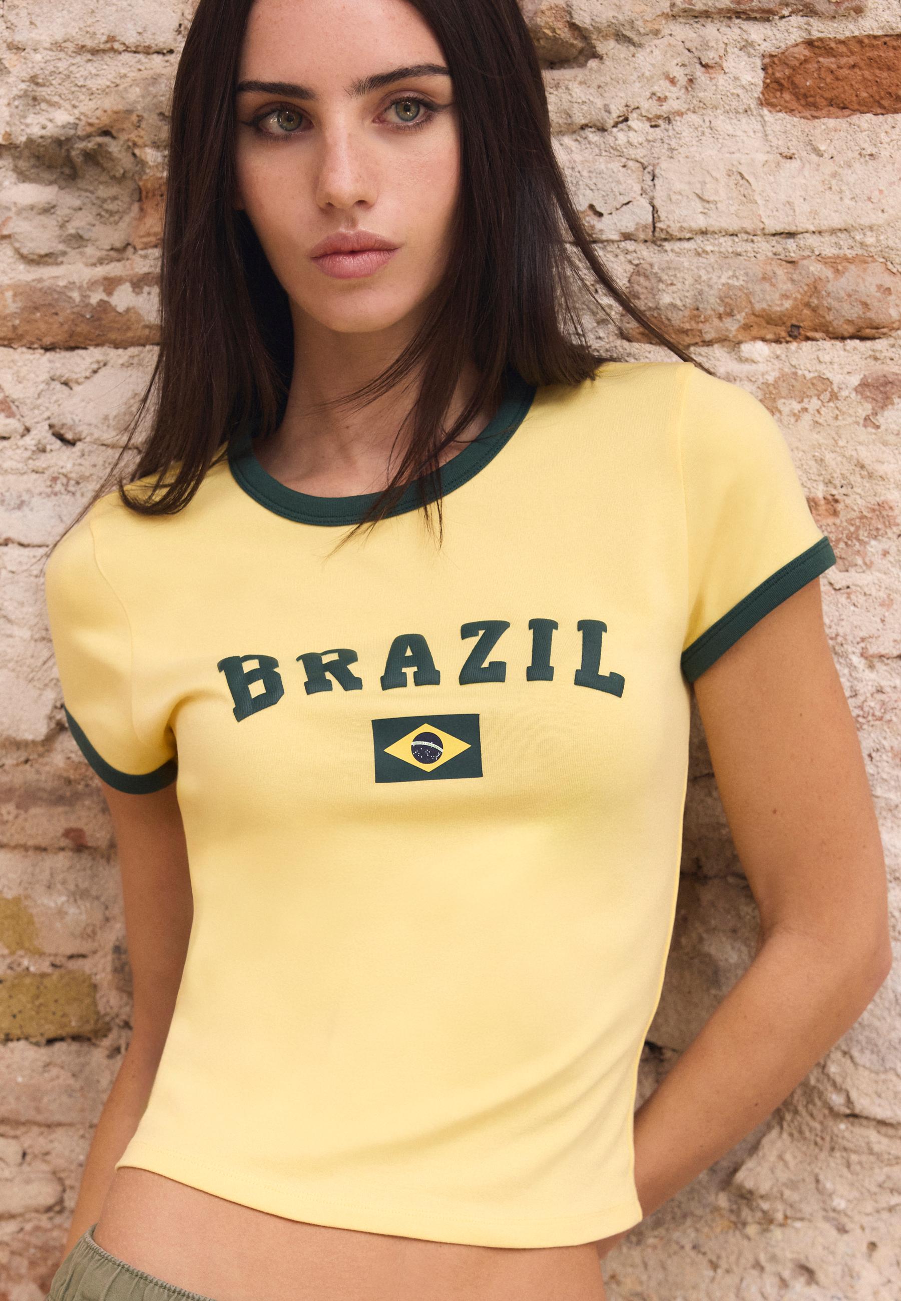 Printed short sleeve T-shirt — Gold