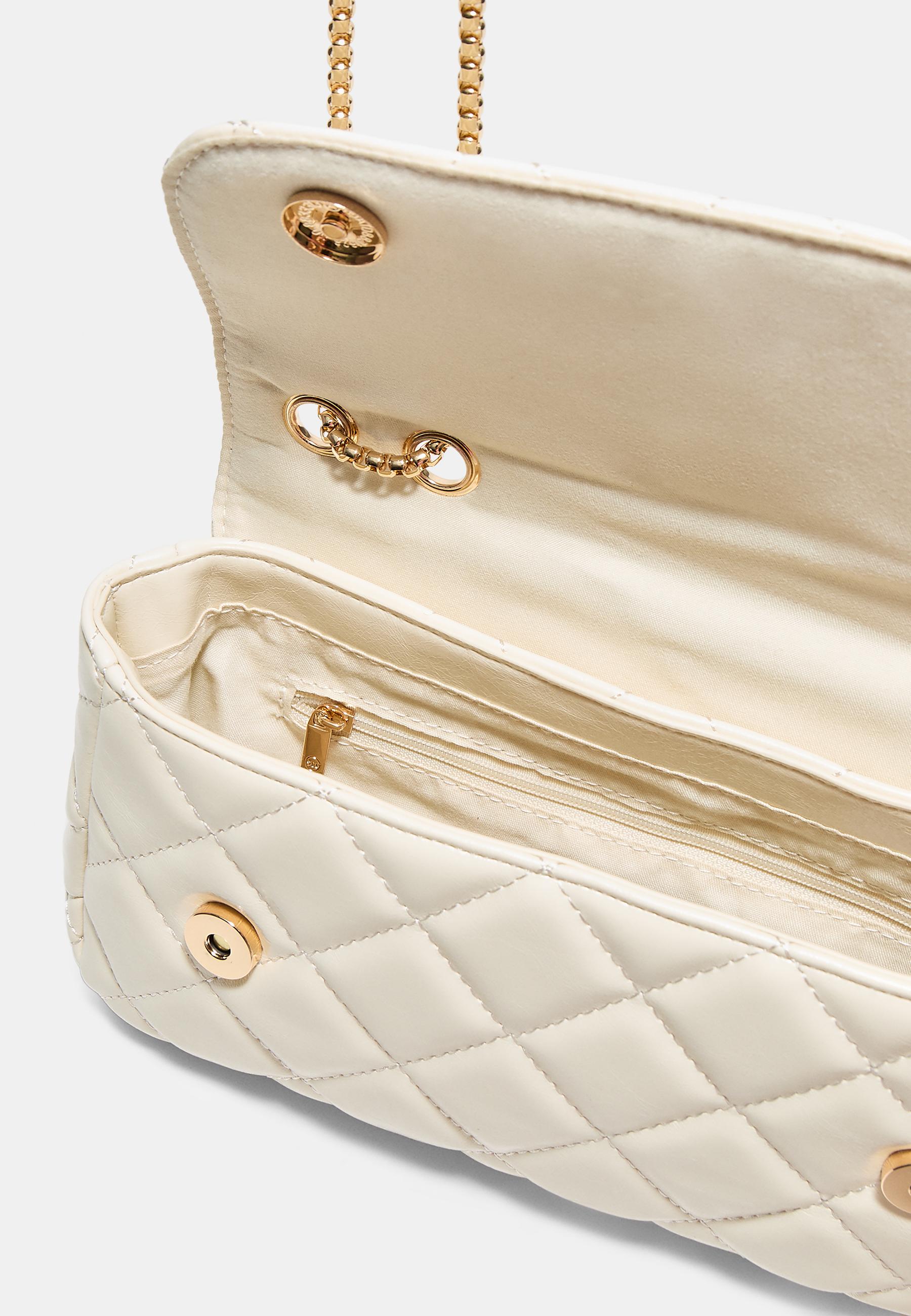 Quilted chain crossbody bag — Ecru (alternate view)
