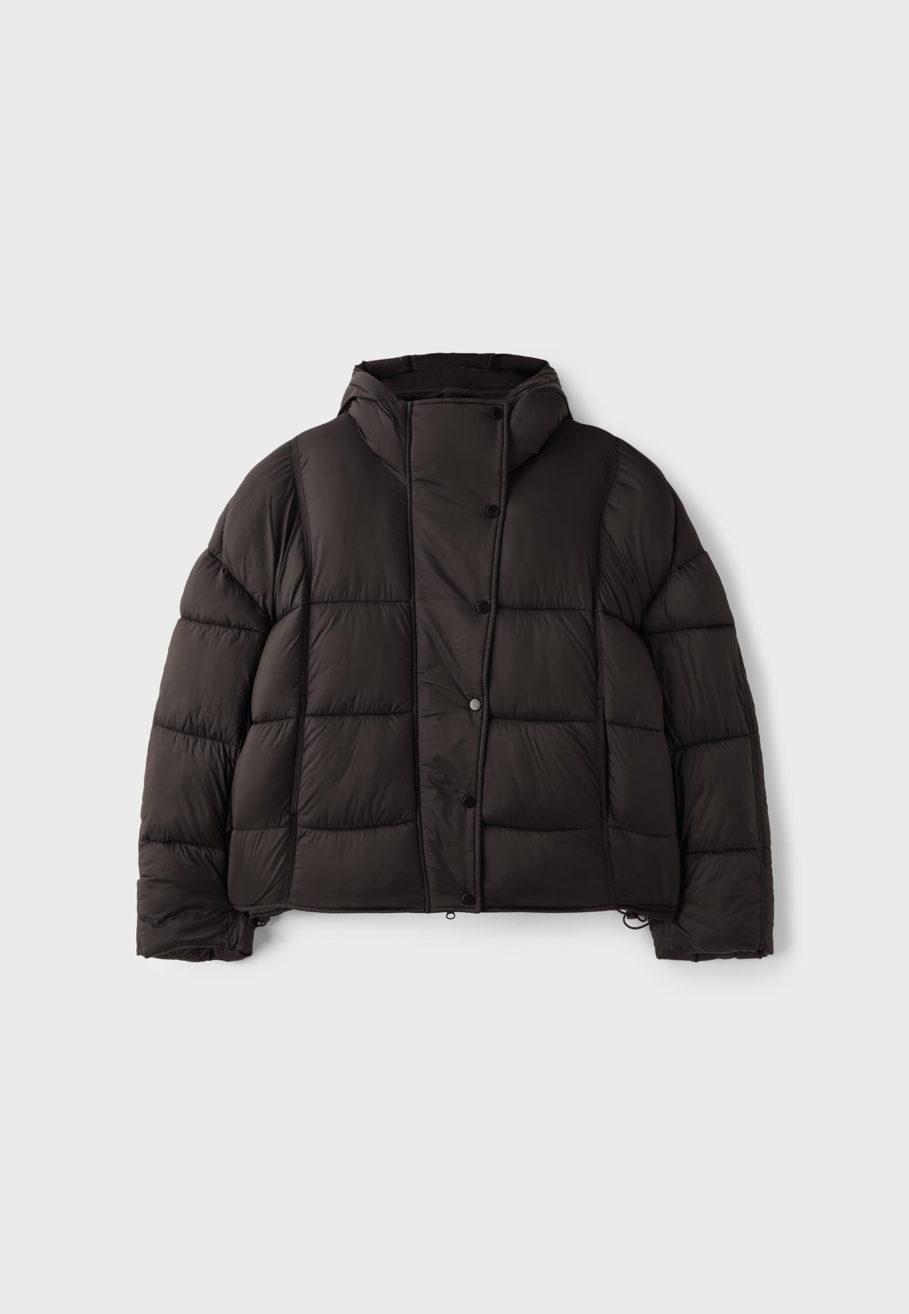Hooded puffer jacket — Brown