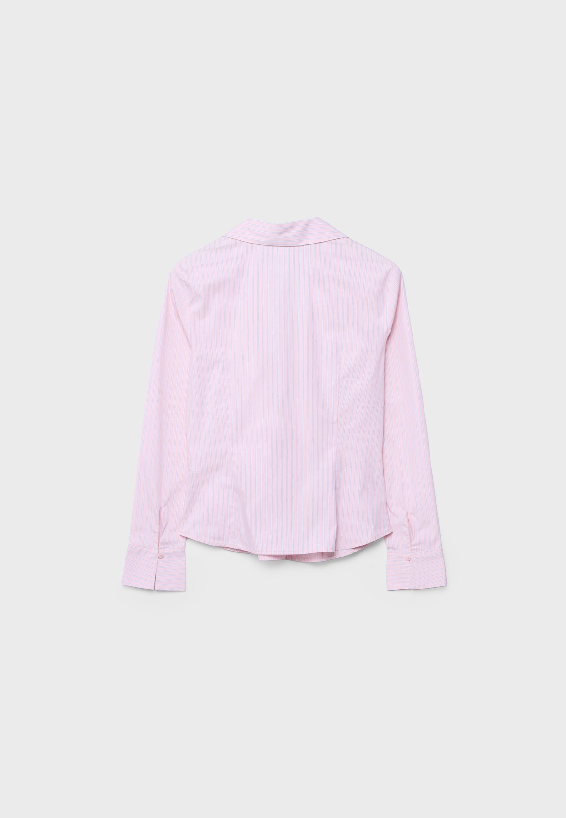 Basic striped fitted shirt — Pale pink