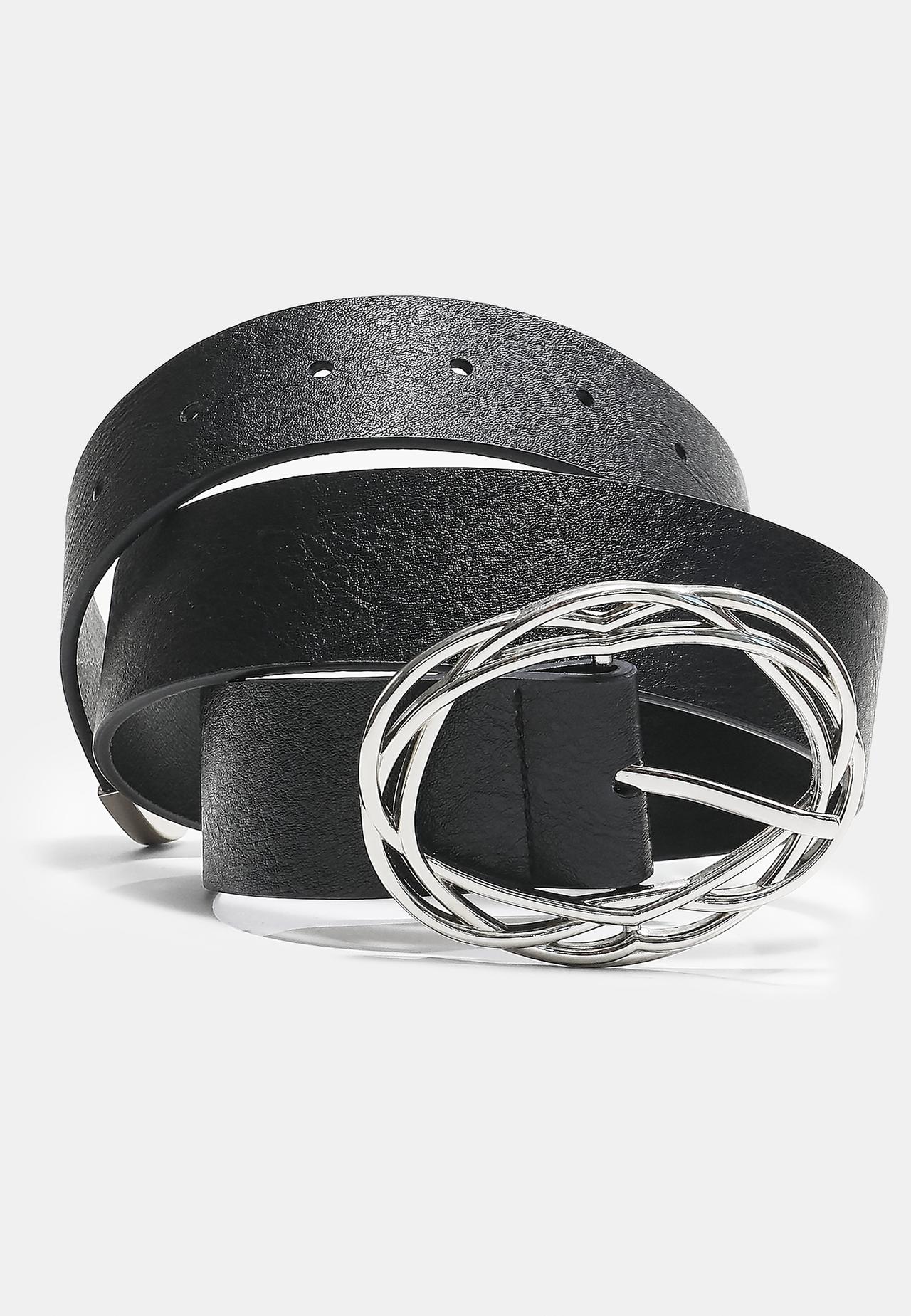 Belt with interwoven buckle — Black