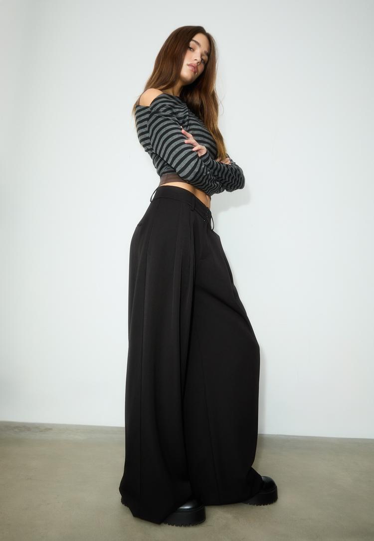 pantalon vestir wide leg pinzas