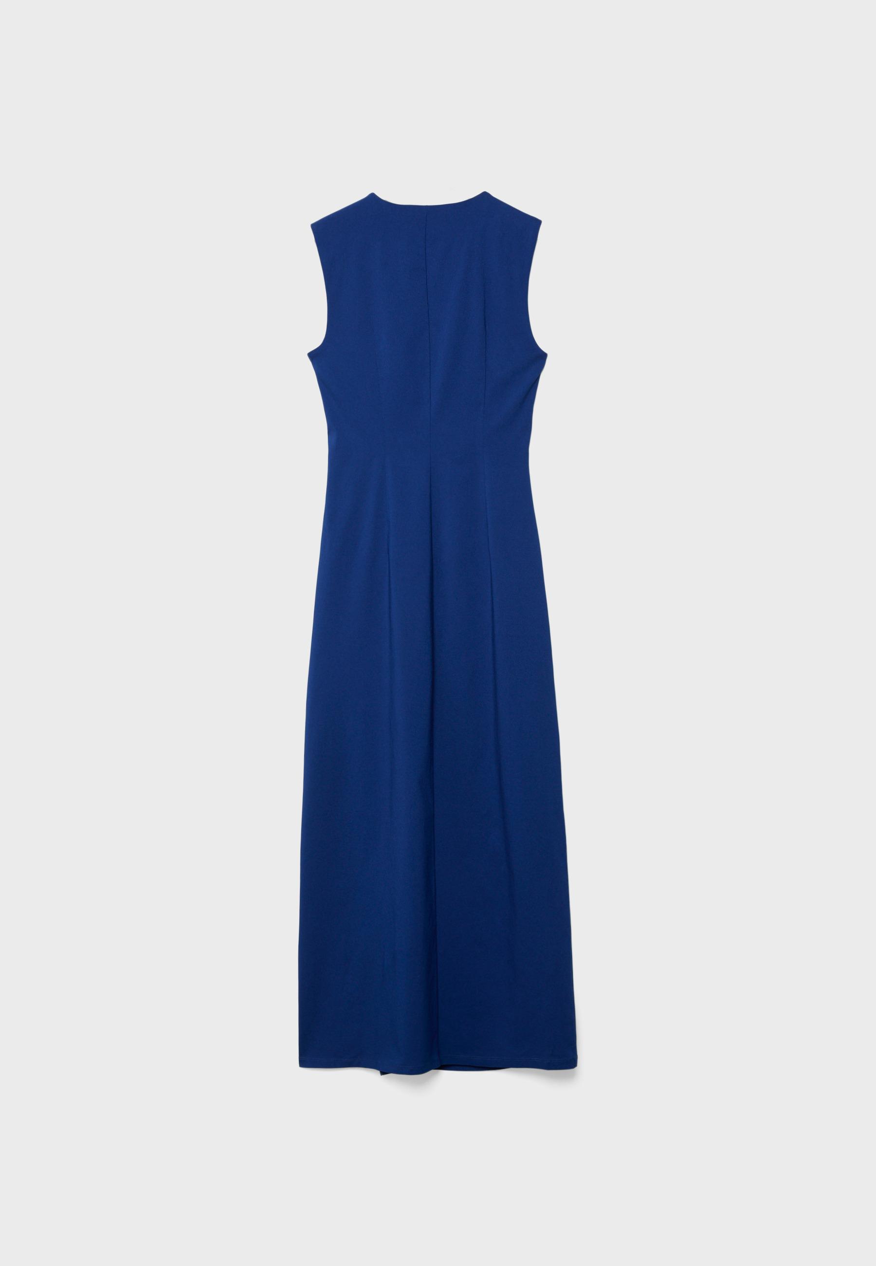 Sleeveless Bengaline midi dress — Navy blue