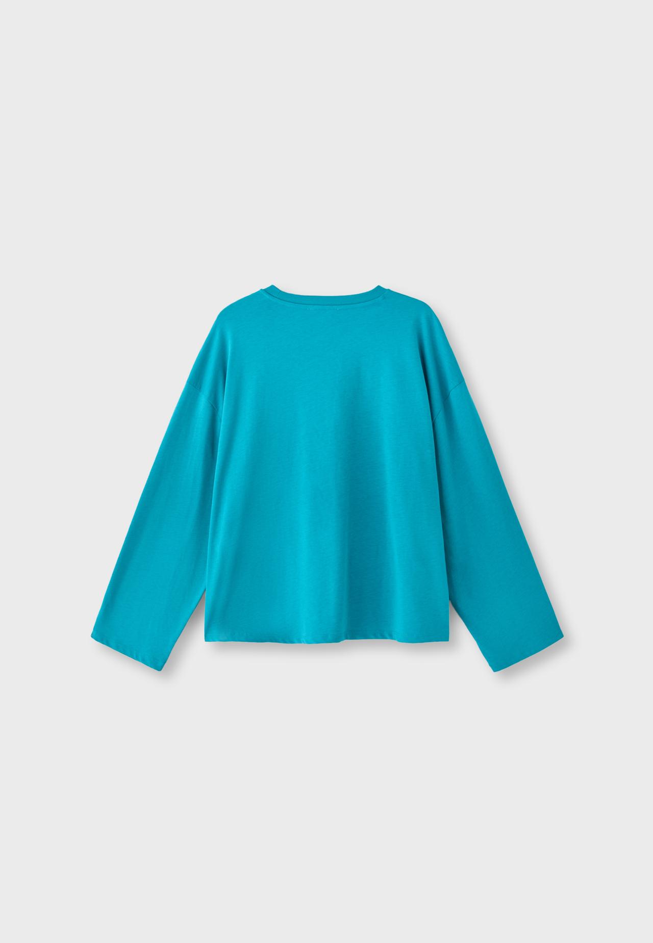 Boxy long sleeve T-shirt — Turquoise