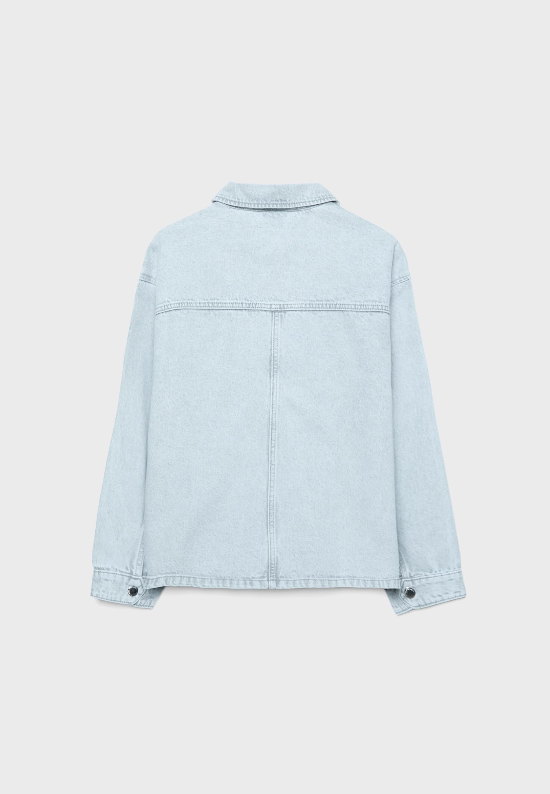 Denim jacket with pockets — LIGHT GREY DENIM WASH