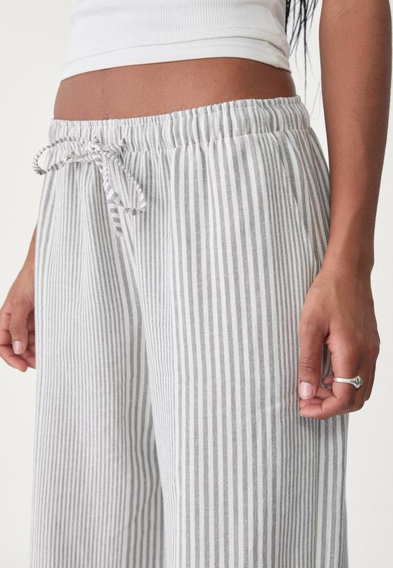 pantalon fluido con lino rayas