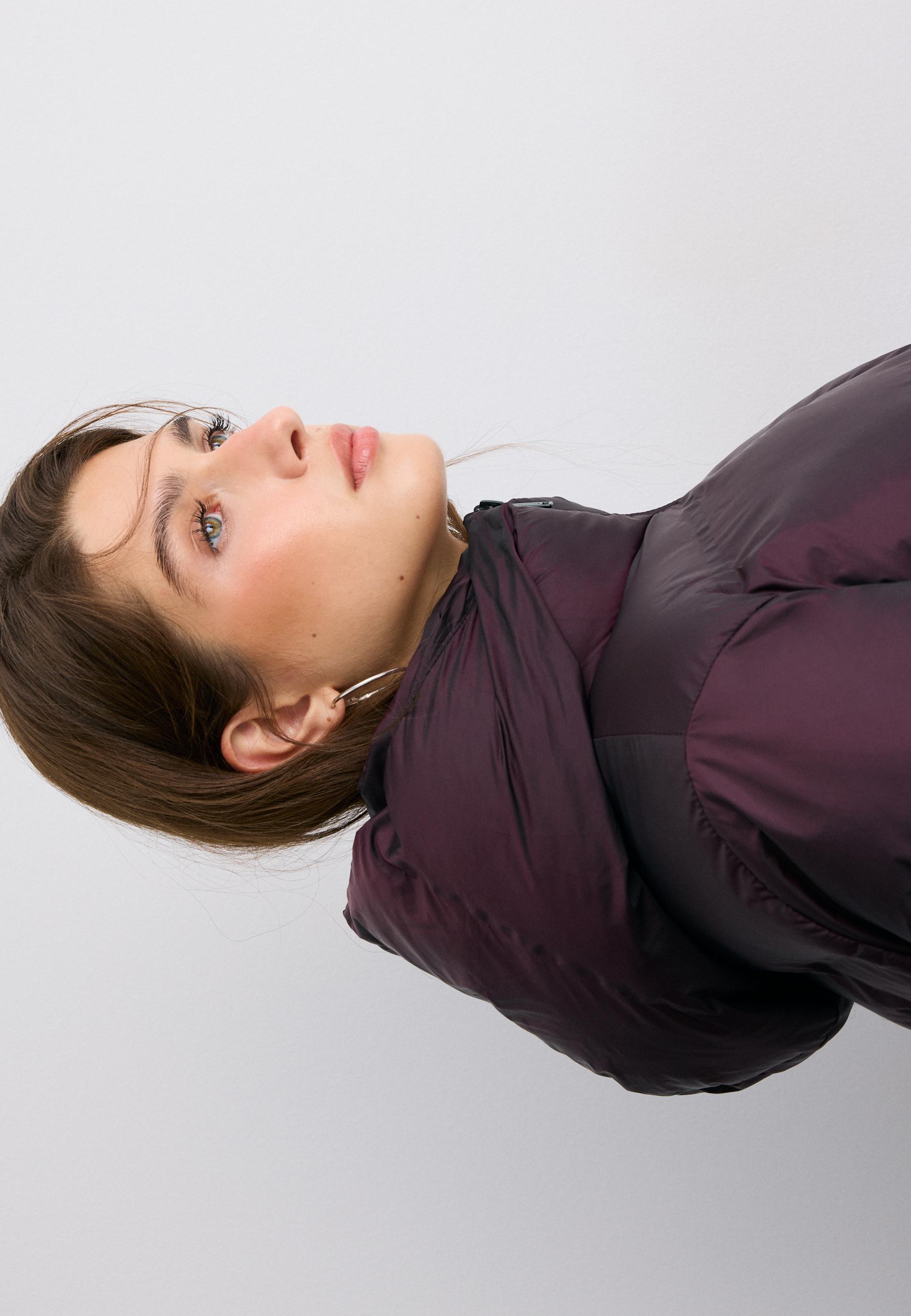 Hooded shiny padded jacket — Dark purple