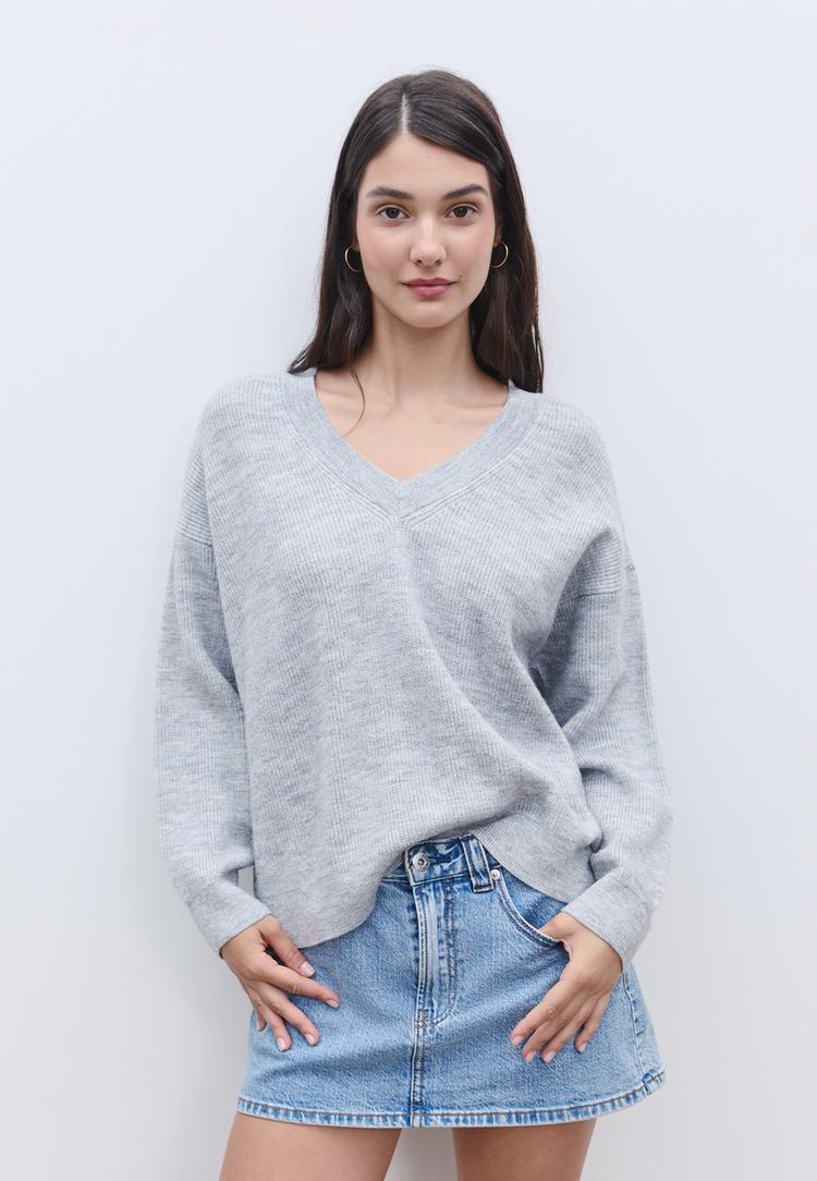 pull col en v feutre