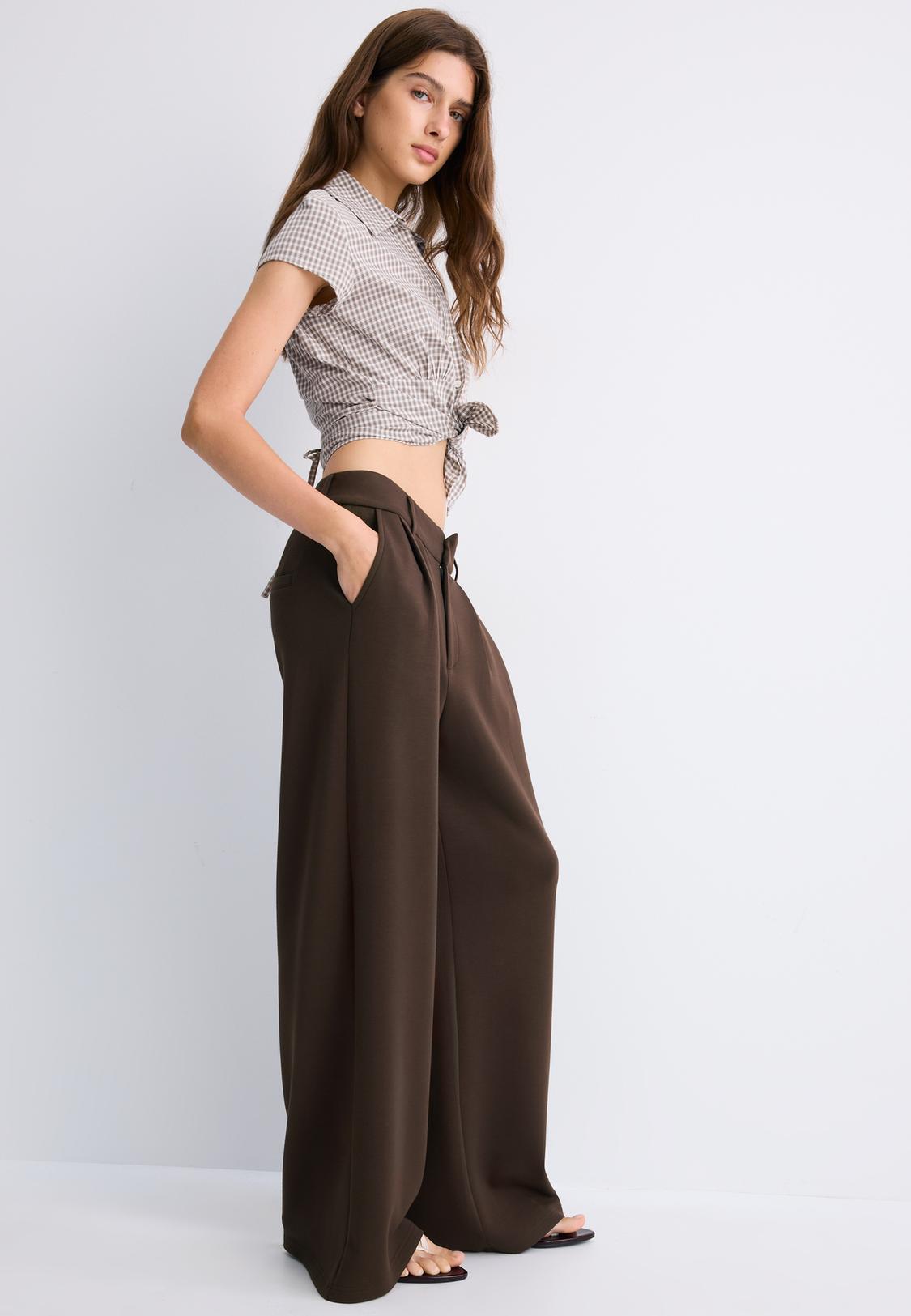 brown dress pants women Double Breasted Blazer Suit Brown / XS these womens tall dress pants are a closet essential Stradivarius Soft-Touch Dress Trousers Brown