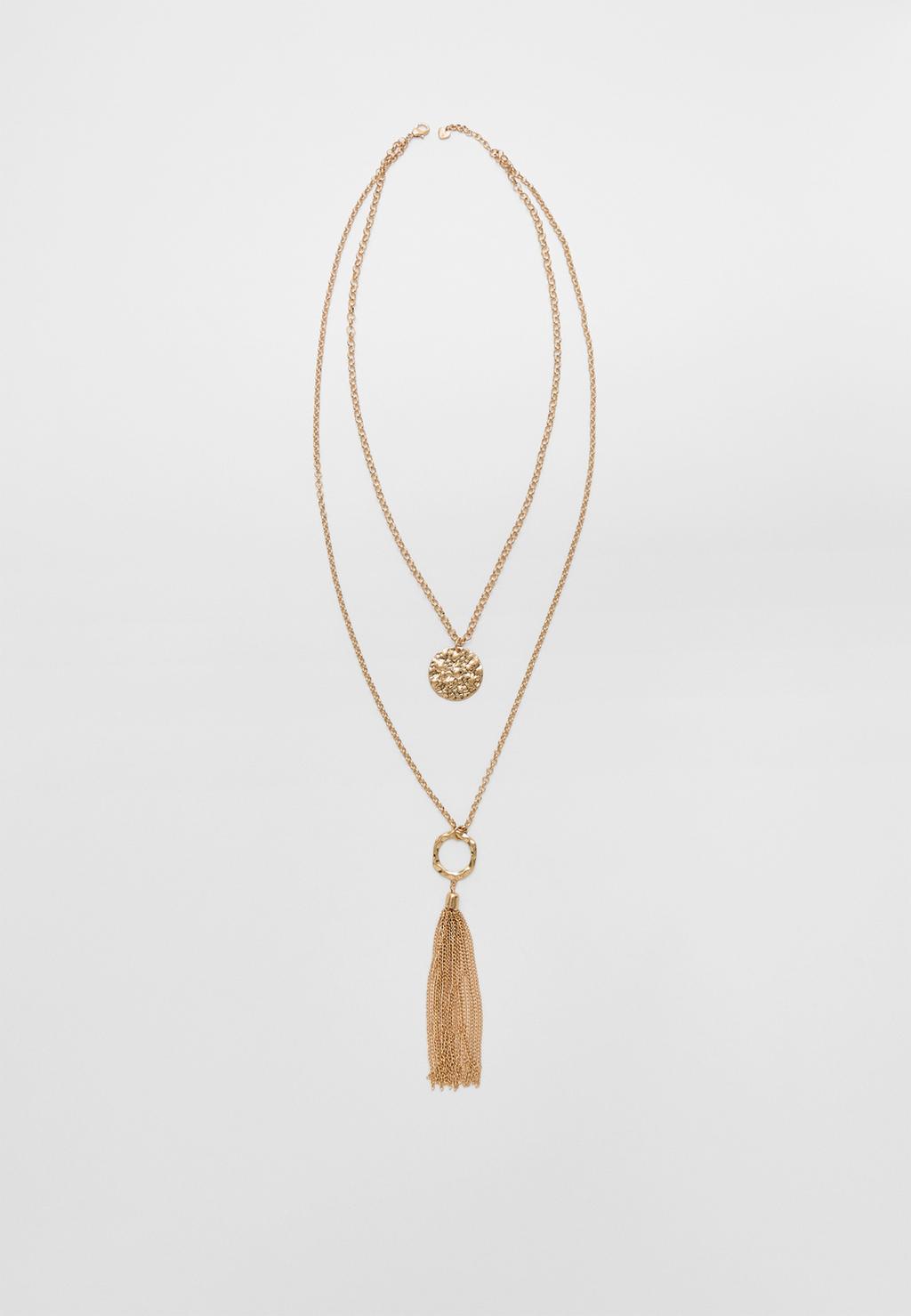 Double-chain medallion necklace