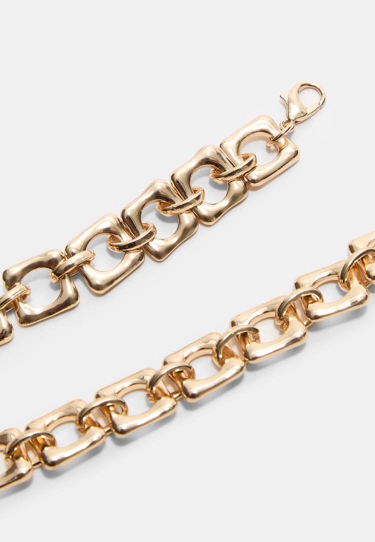 Stradivarius Αλυσίδα Με Τετράγωνους Κρίκους Χρυσαφί Os φωτογραφία