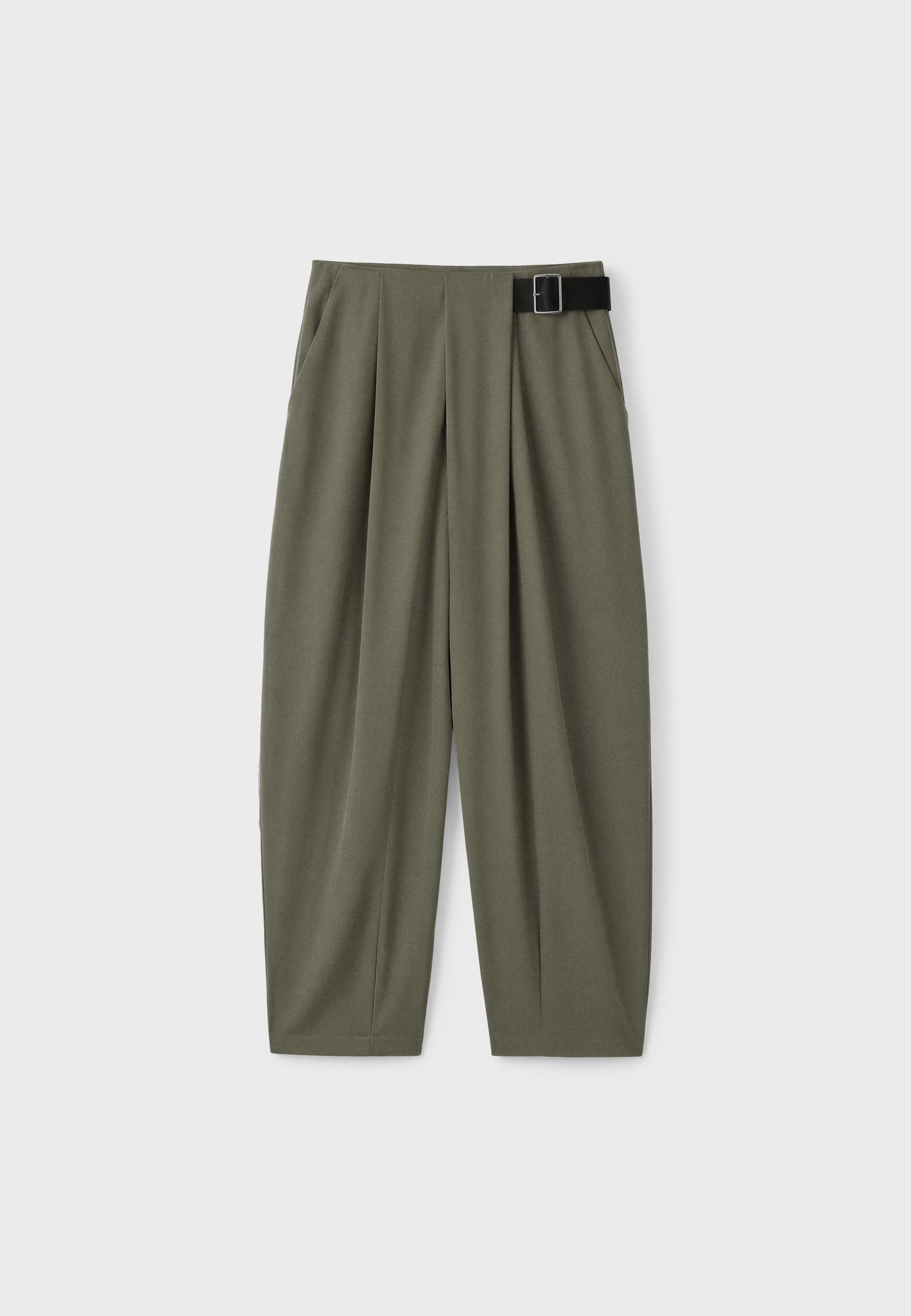 Darted smart trousers with belt — Khaki