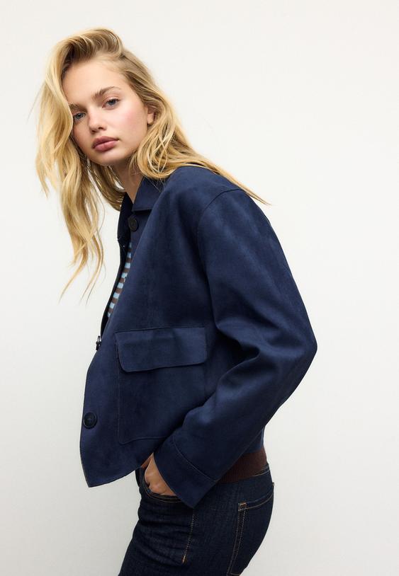 cazadora bolsillos efecto ante