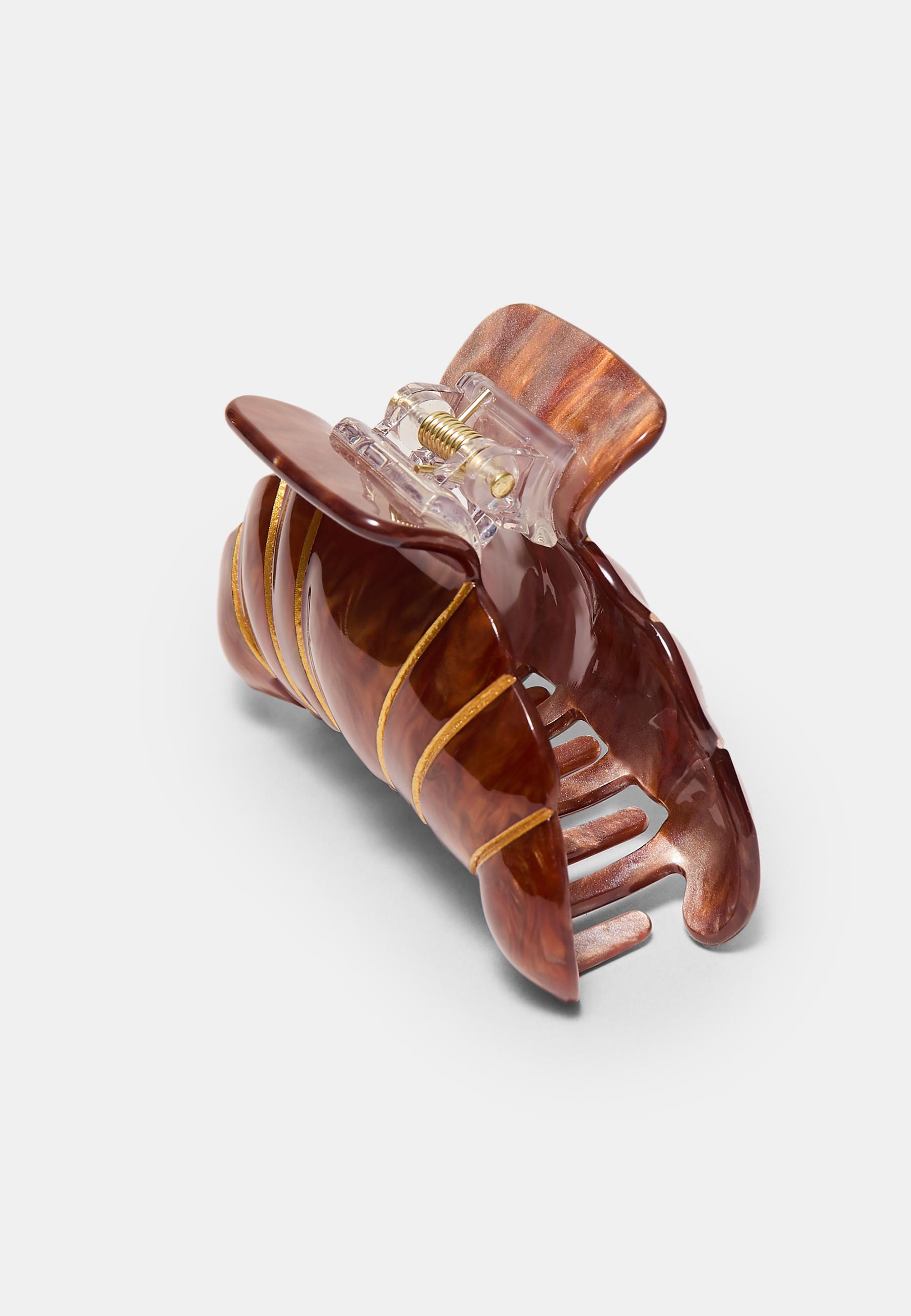 Croissant hair clip — Brown