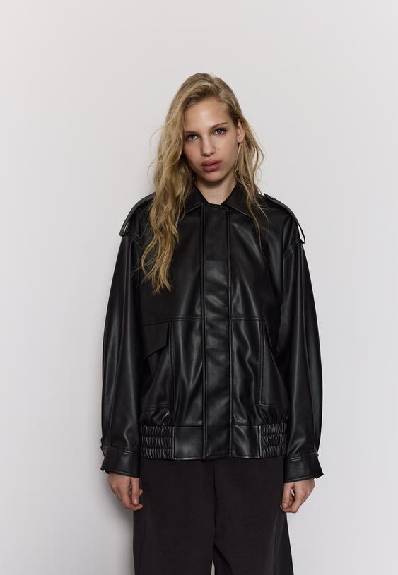 cazadora biker oversize efecto piel