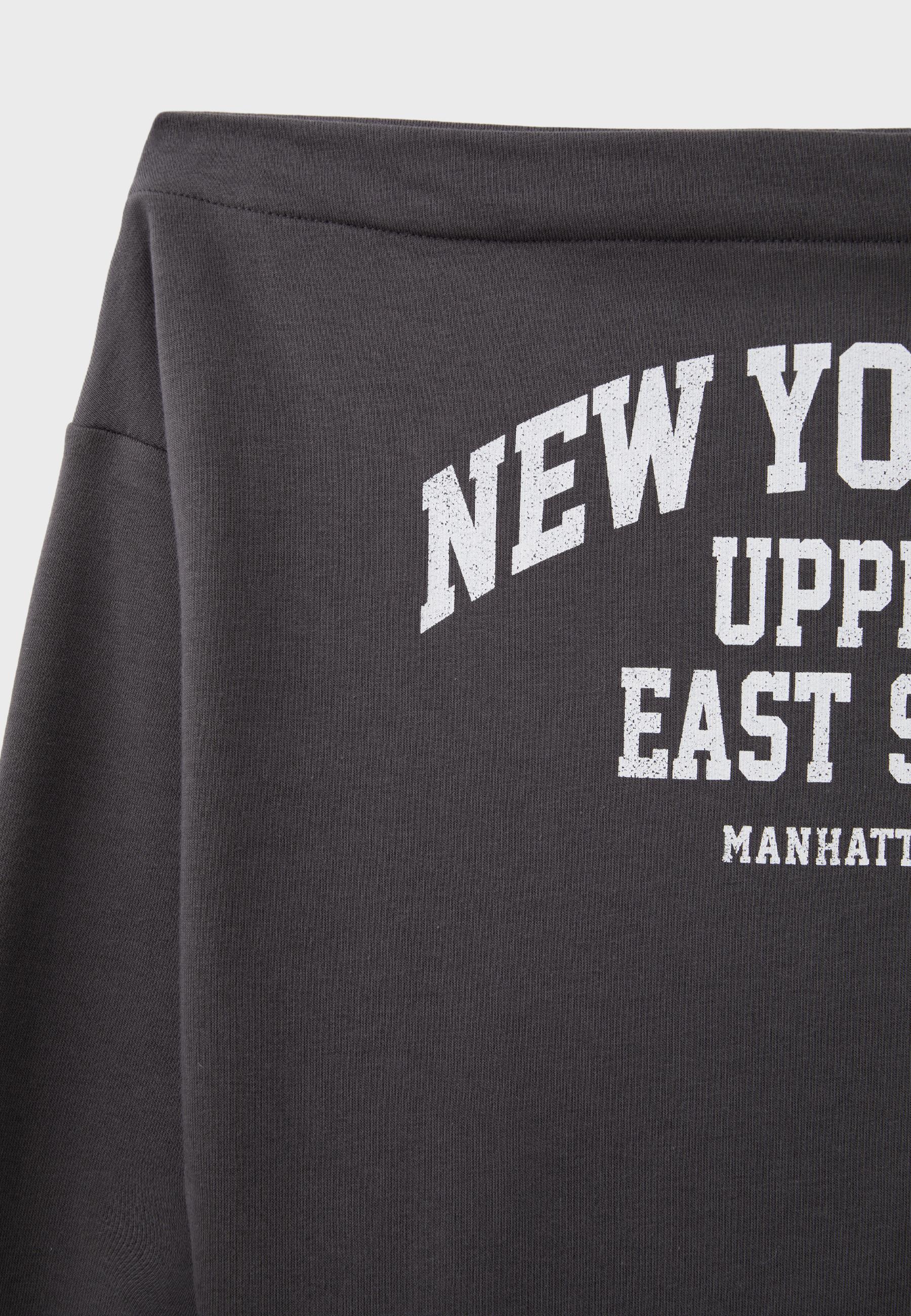 Cropped boat neck sweatshirt — Dark grey