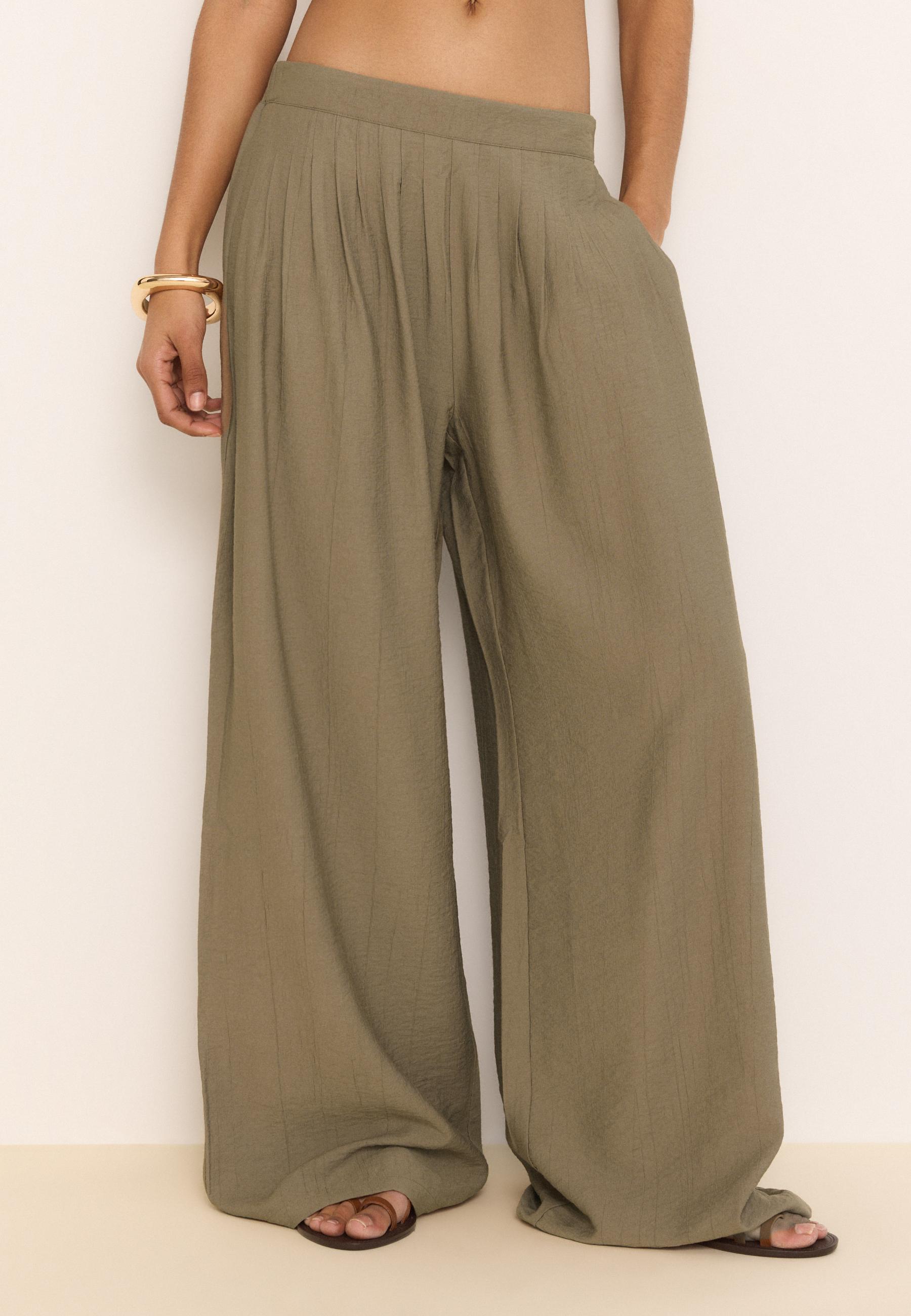 Darted palazzo trousers — Brown