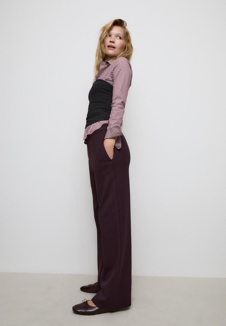 Joggerhose mit weitem Bein Purpurrot XS