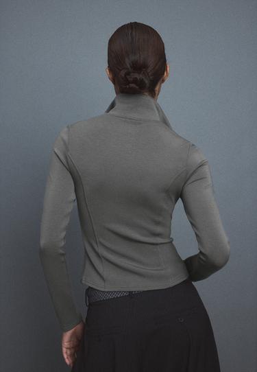 Soft-touch fitted zip-up sweatshirt — Grey 5