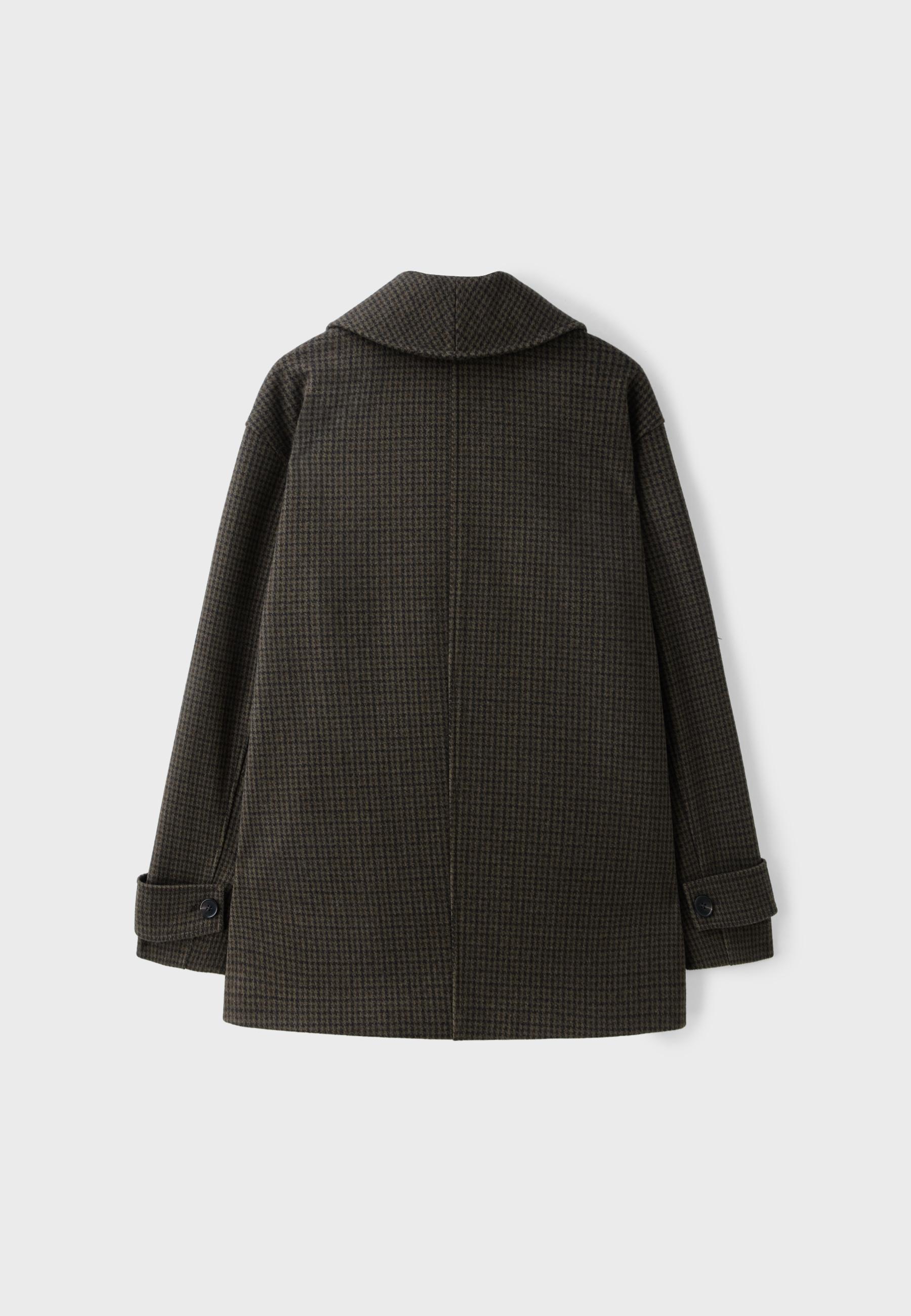 Shawl neck felt coat — Khaki