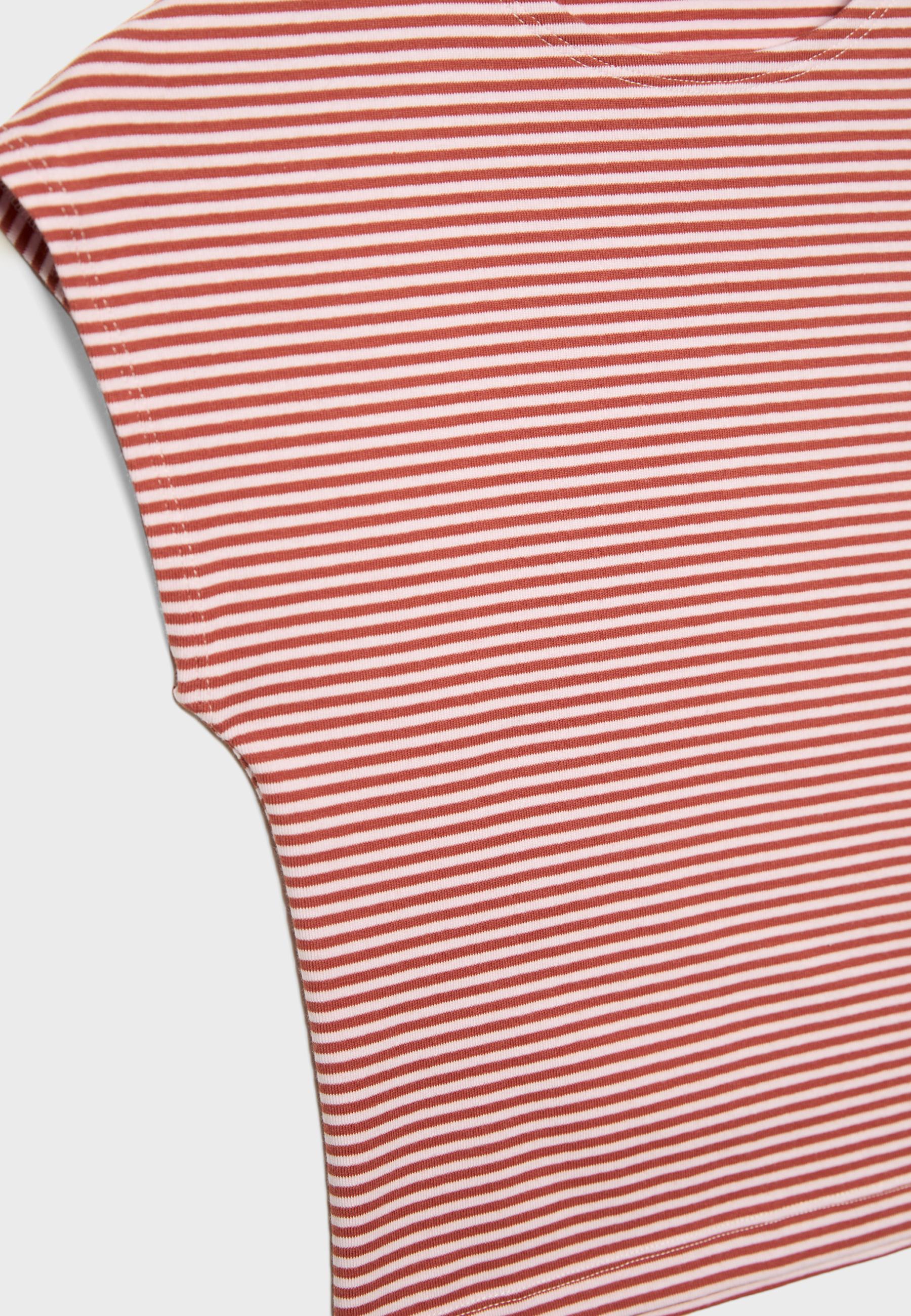 Basic striped mini sleeve T-shirt — Salmon pink