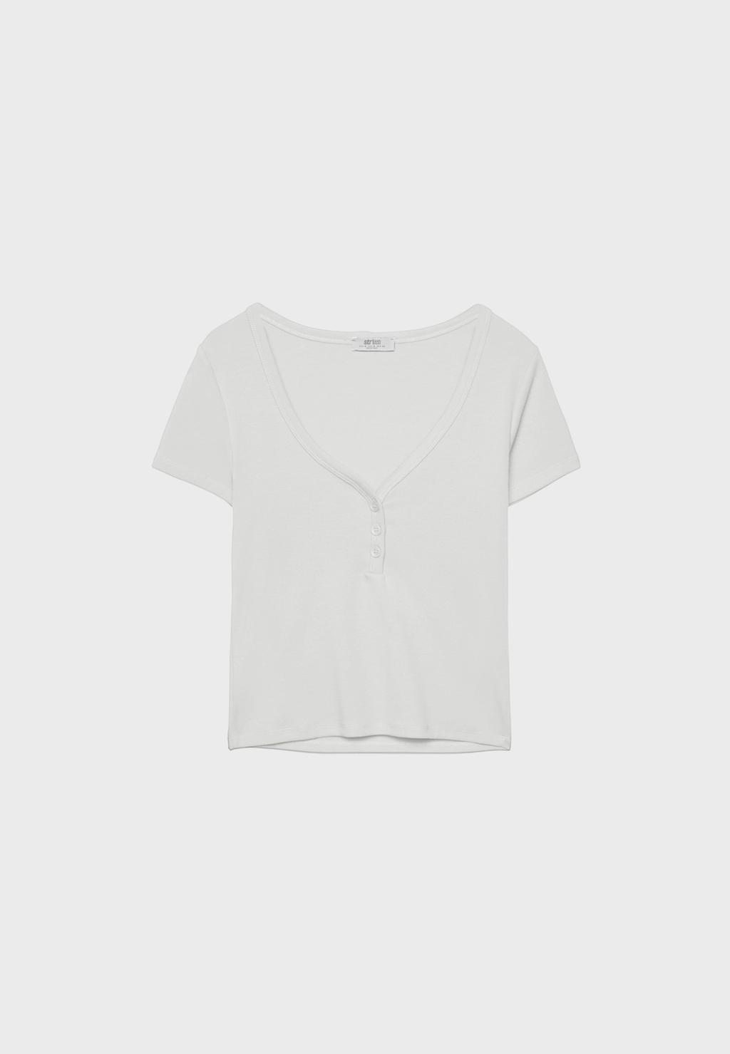 T-Shirt mit kurzen Ärmeln und Knöpfen