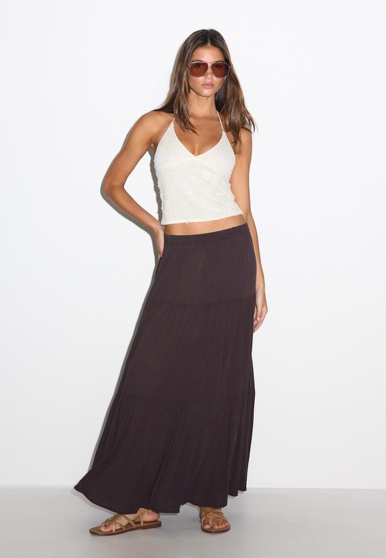 top halter ricamato con brillanti