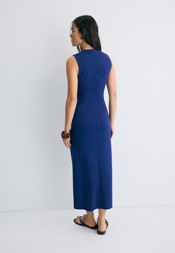 sleeveless bengaline midi dress