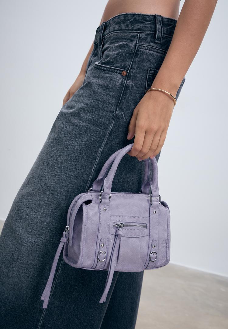 Stradivarius Τσάντα Bowling Χιαστί Με Φερμουάρ Μαβί Os φωτογραφία