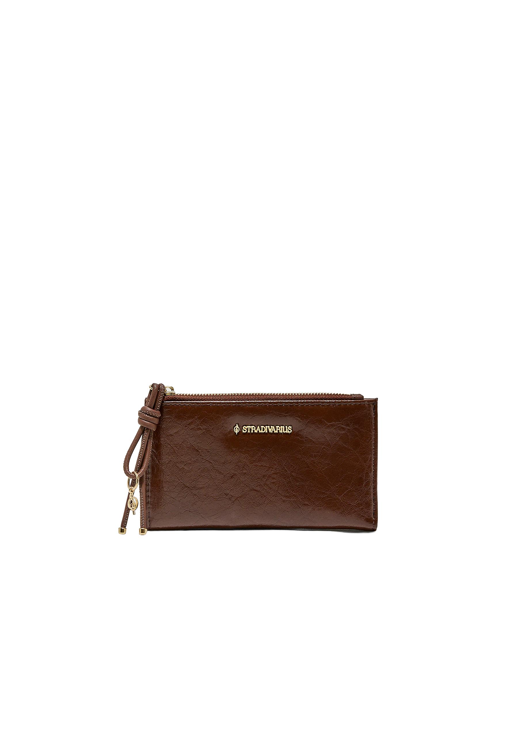 Long wallet with pull detail — Brown