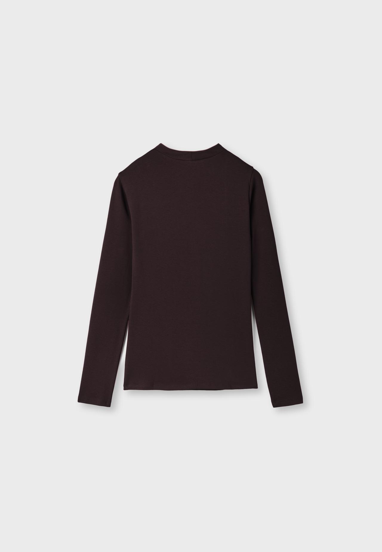Basic funnel neck T-shirt — Brown