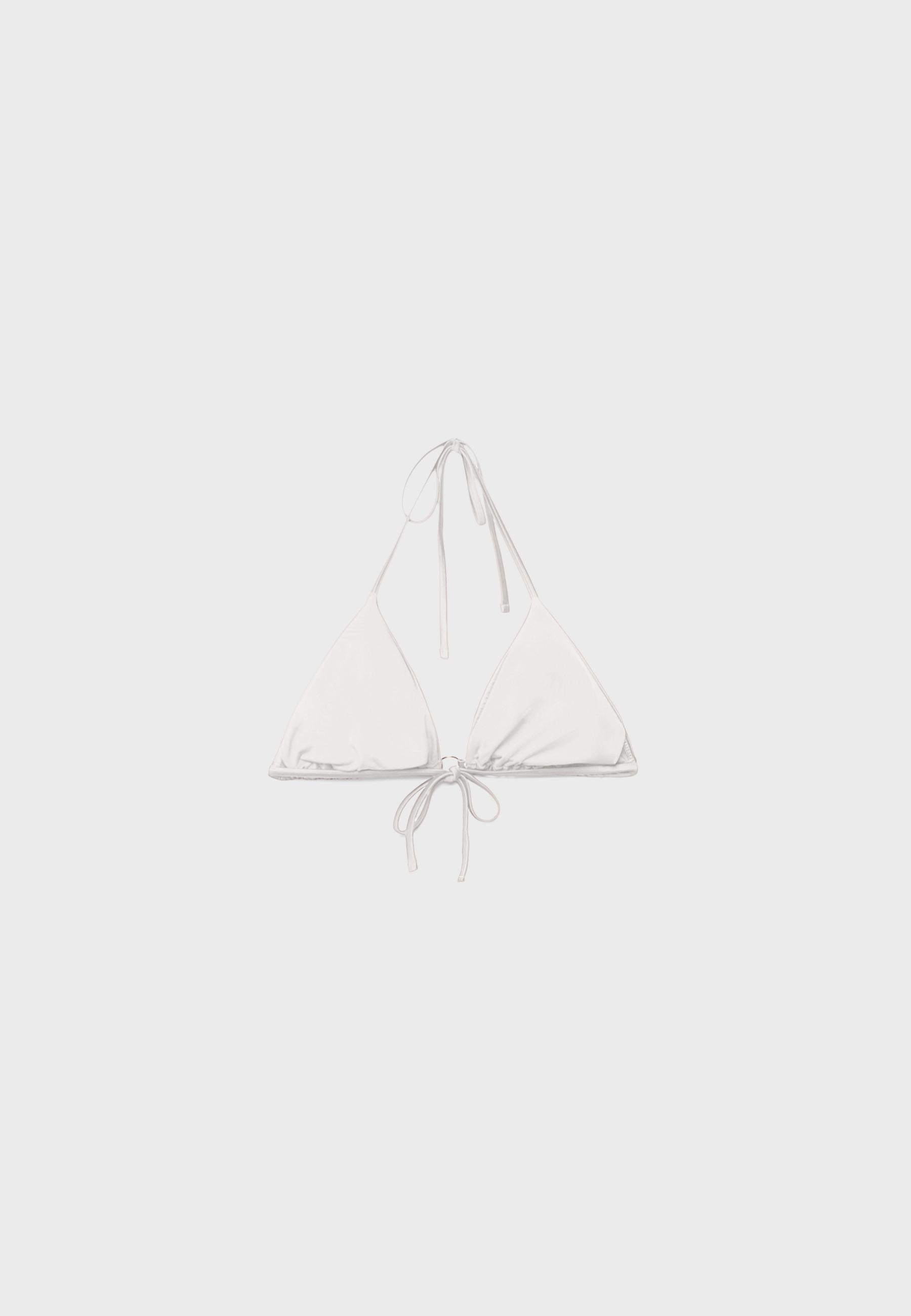 Satin triangle bikini top — Ecru
