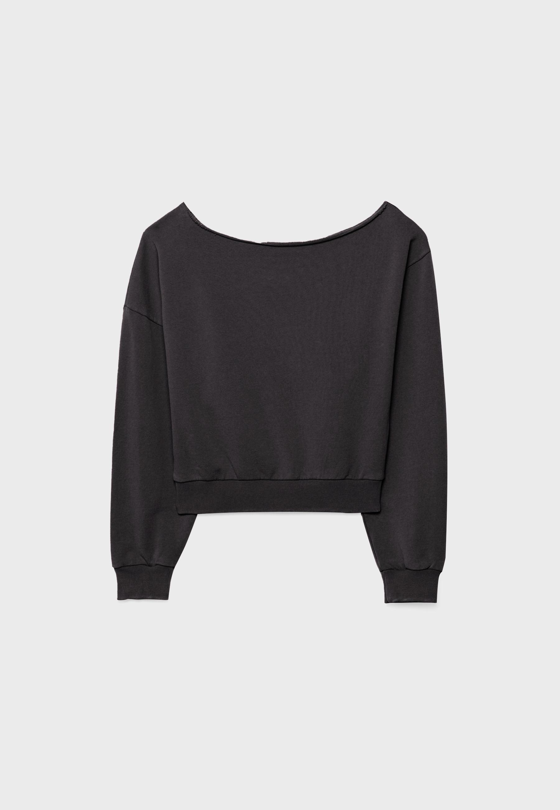 Washed effect cropped sweatshirt — Dark grey
