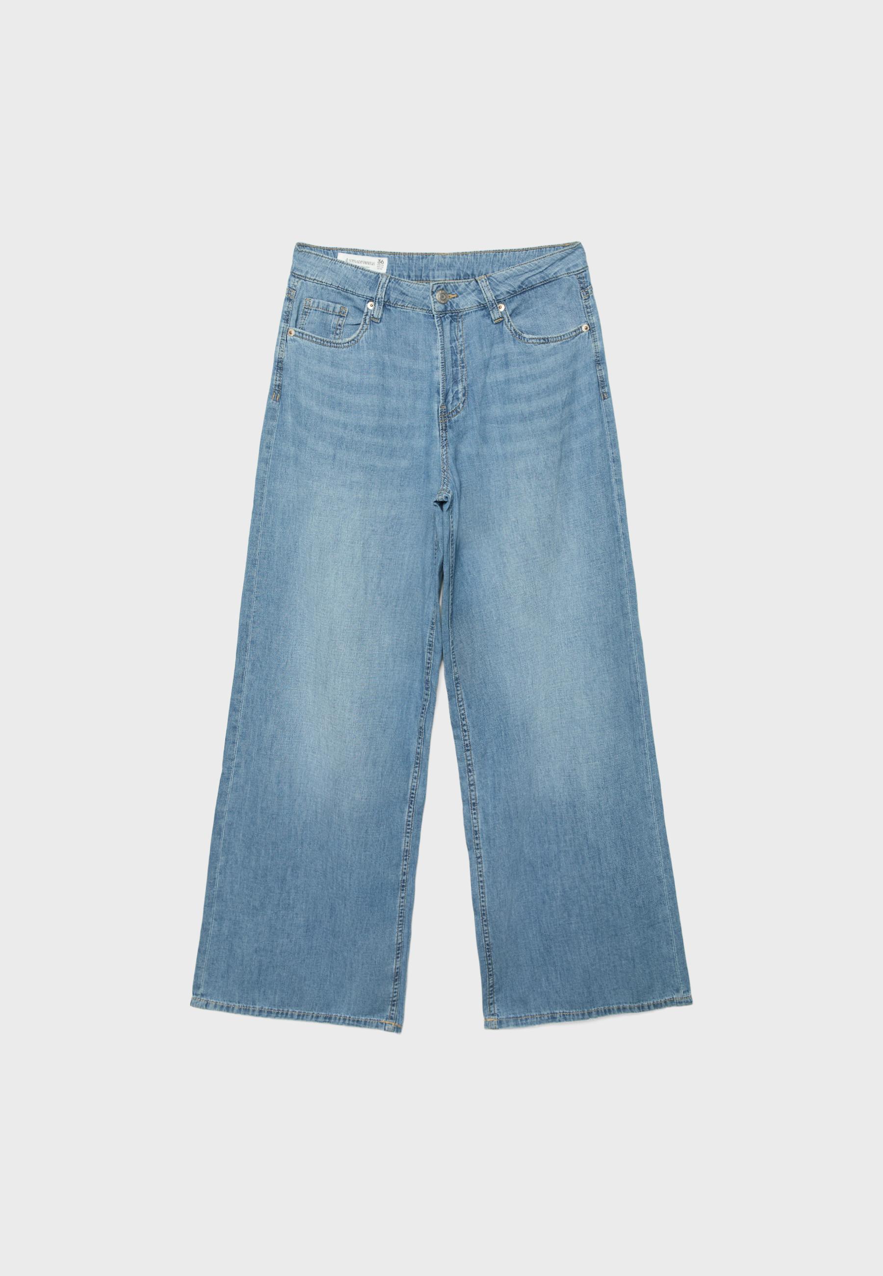Wide-leg light denim jeans — MEDIUM LIGHT BLUE DENIM