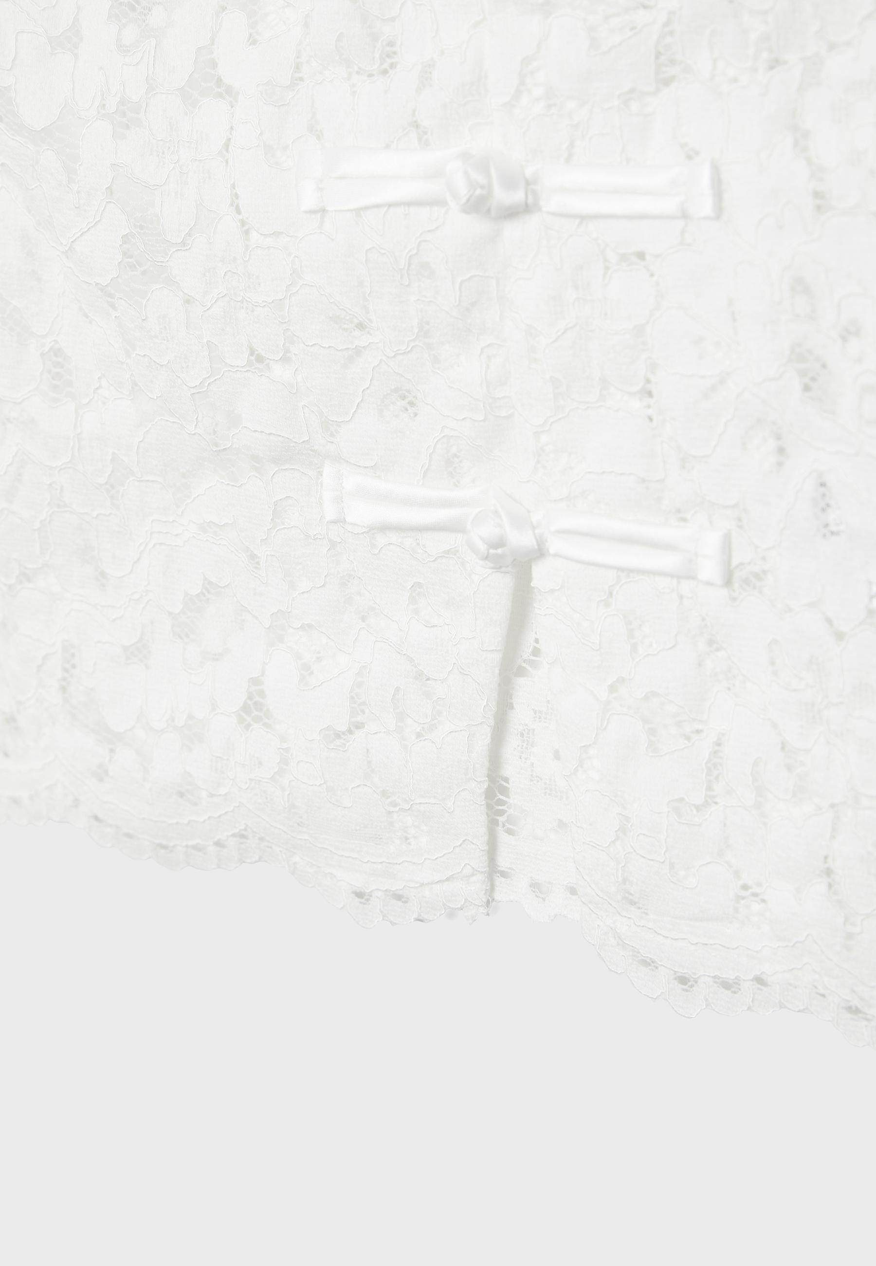 Lace toggle top — White