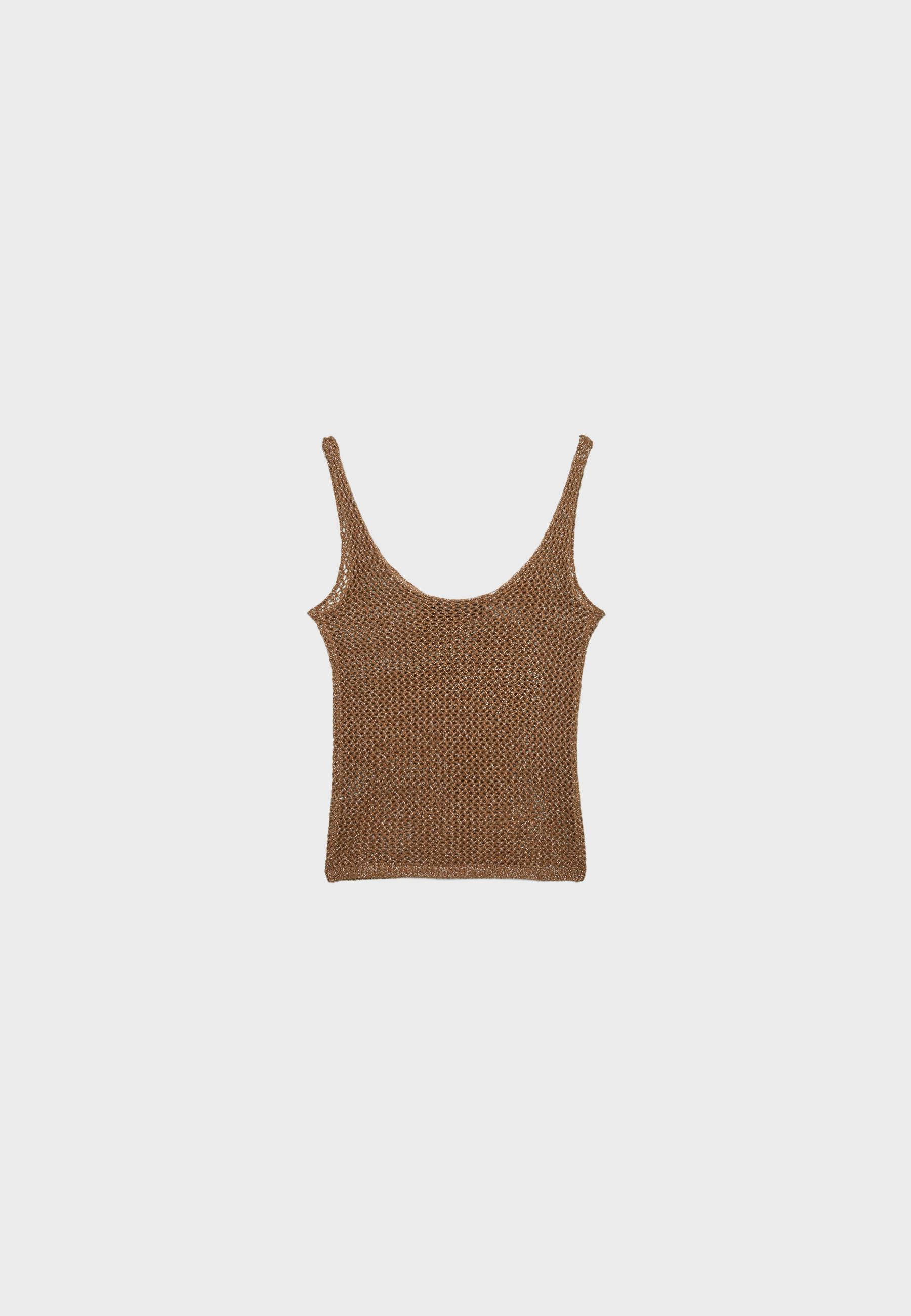 Metallic knit top — Brown
