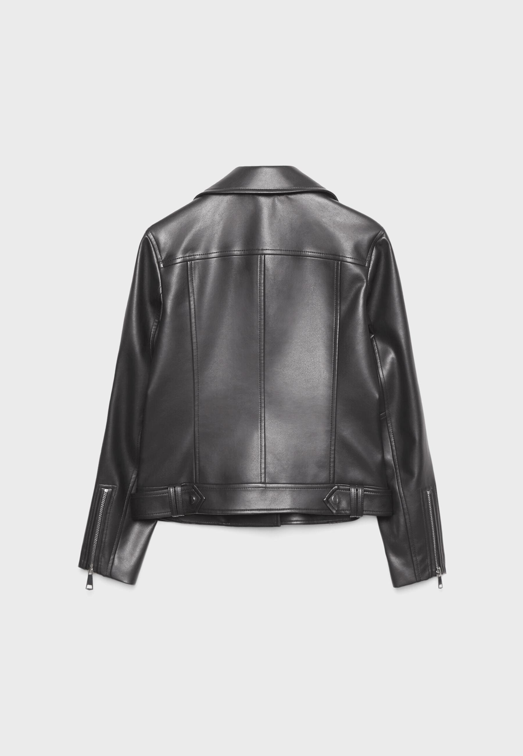Leather effect biker jacket — Black