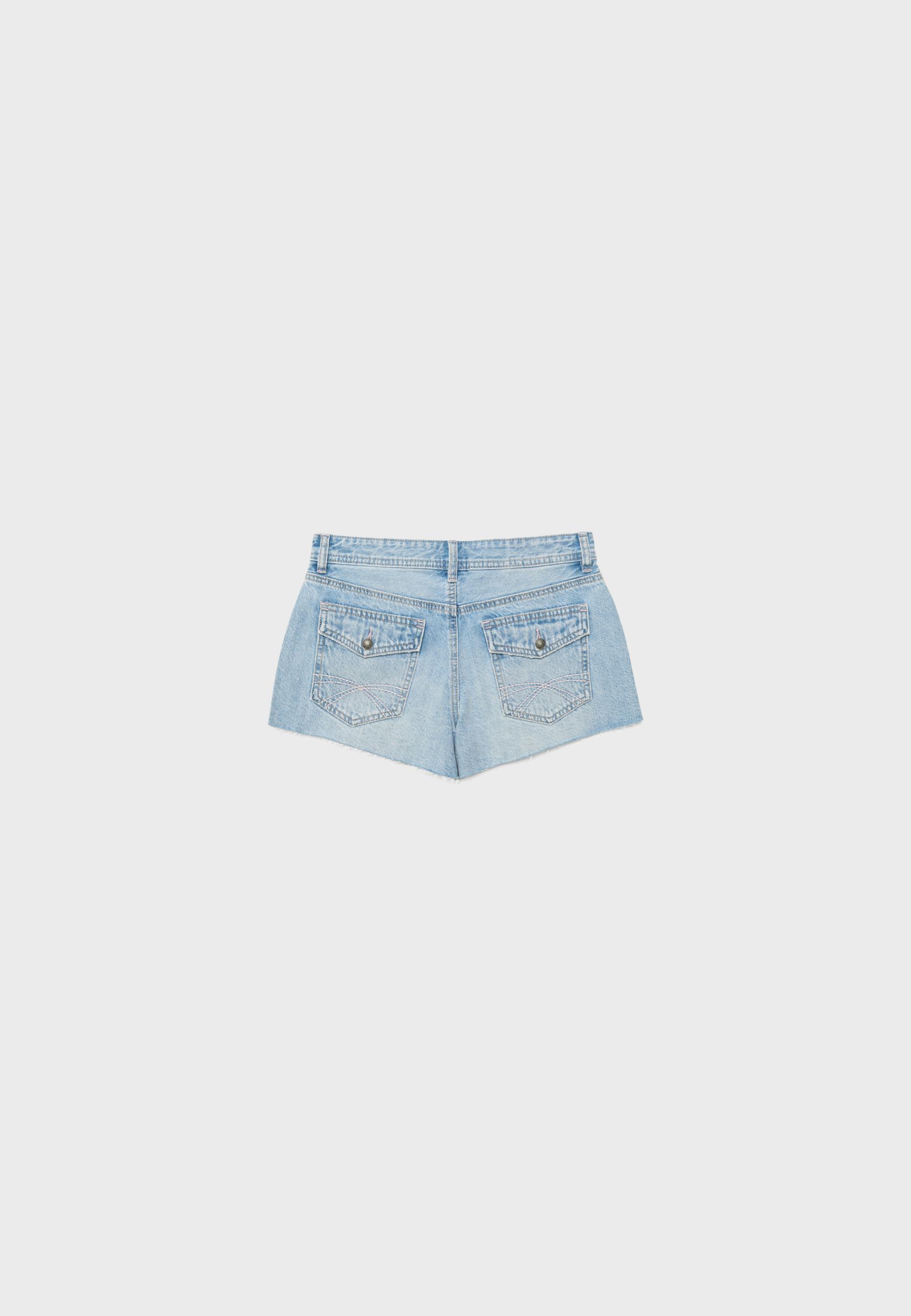 Low-rise denim shorts — MEDIUM LIGHT BLUE DENIM