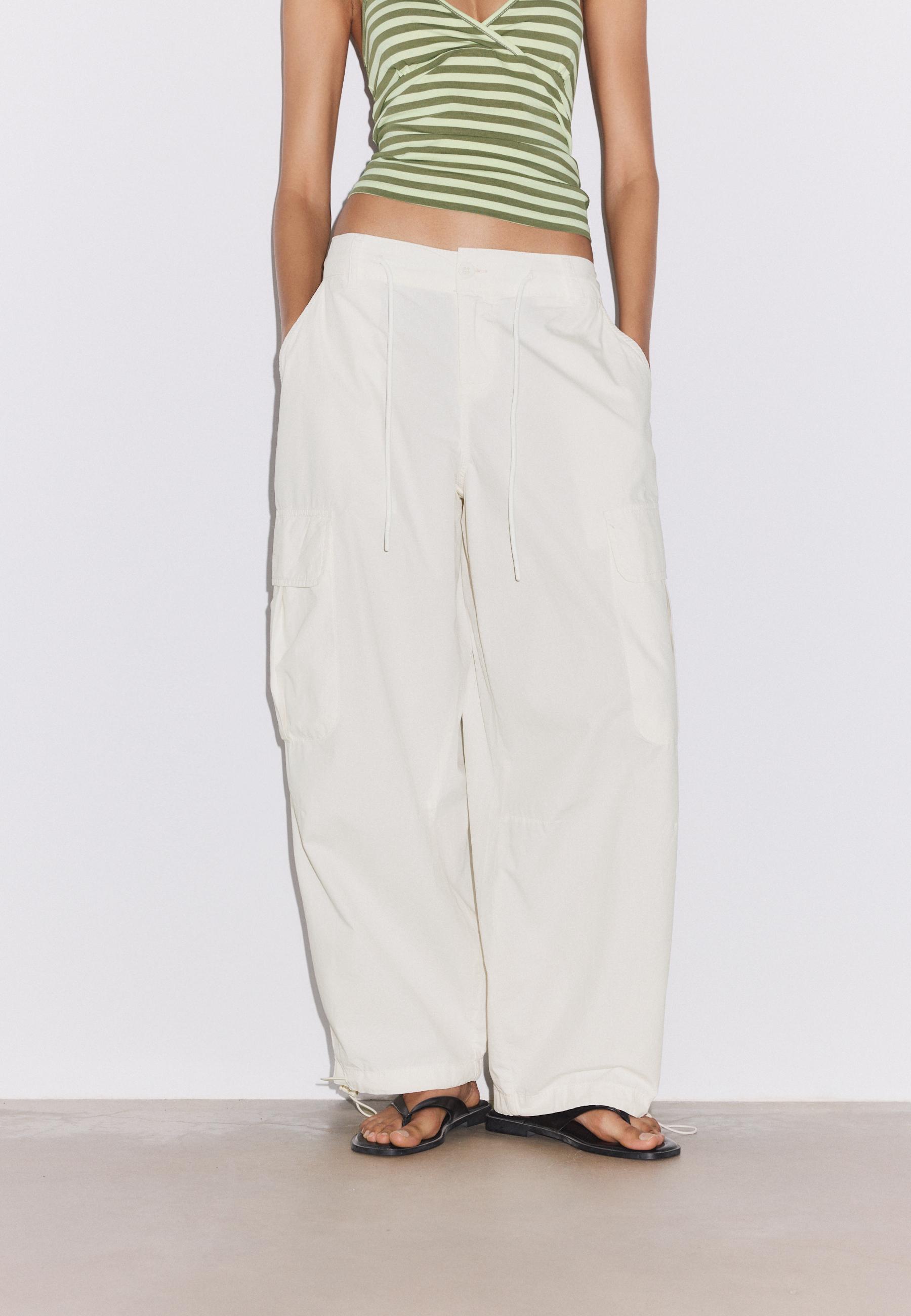 Poplin cargo trousers — Stone